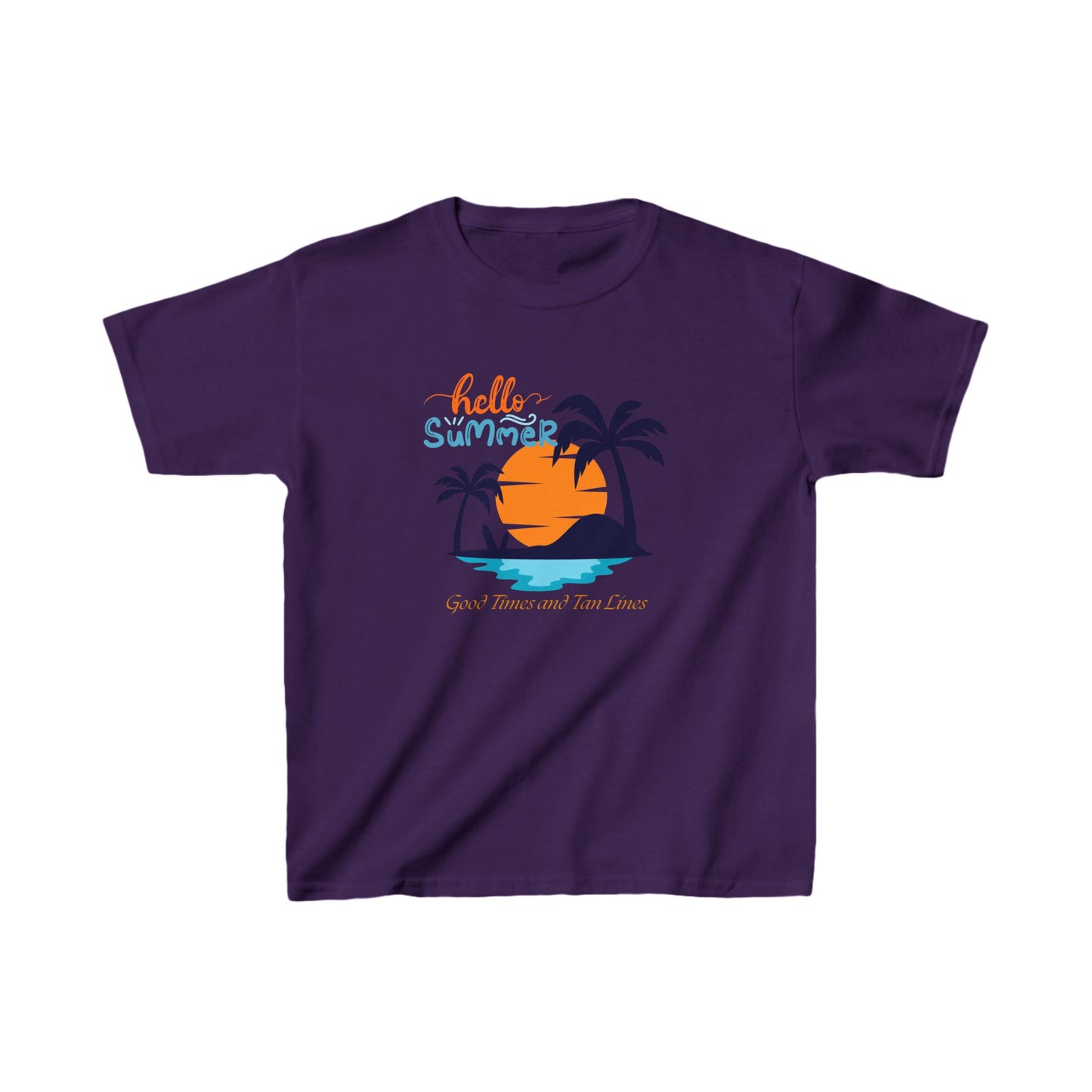 Hello Summer Good Times and Tan Lines - Kids Heavy Cotton™ Tee Kids Summer Shirt Kids Vacation Shirt Family Summer Shirt Trendy kid Shirt
