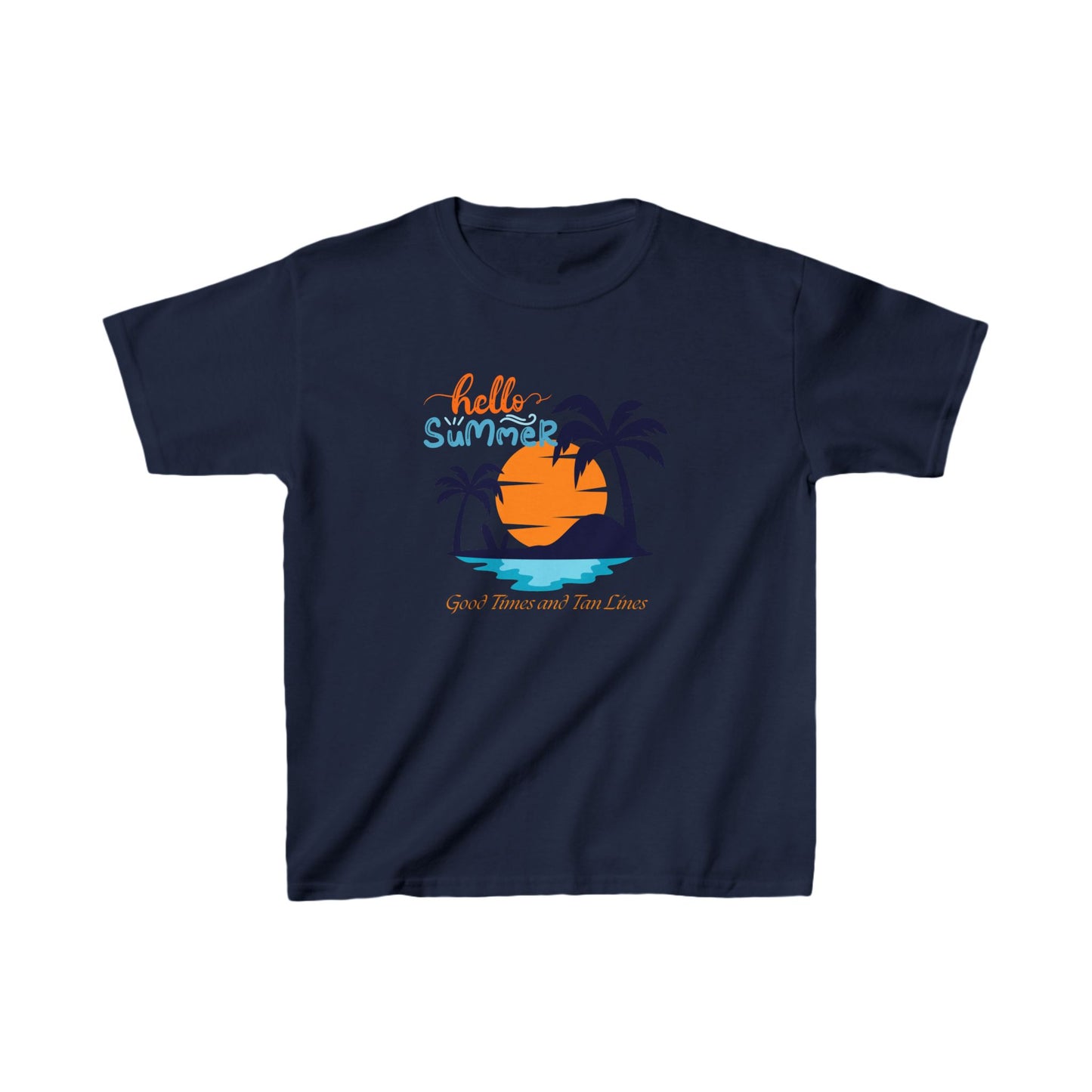 Hello Summer Good Times and Tan Lines - Kids Heavy Cotton™ Tee Kids Summer Shirt Kids Vacation Shirt Family Summer Shirt Trendy kid Shirt