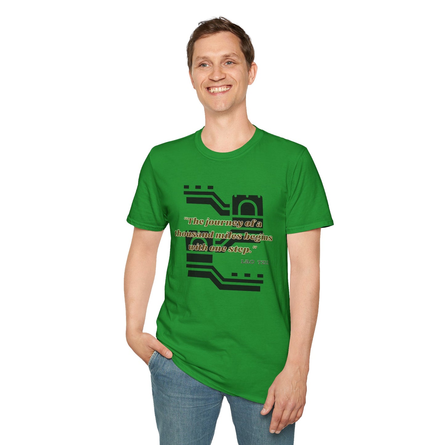 The Journey of a Thousand Miles Begins with One Step Unisex Softstyle T-Shirt Direction Quote Shirt Comfortable Daily Shirt Gift T-shirt