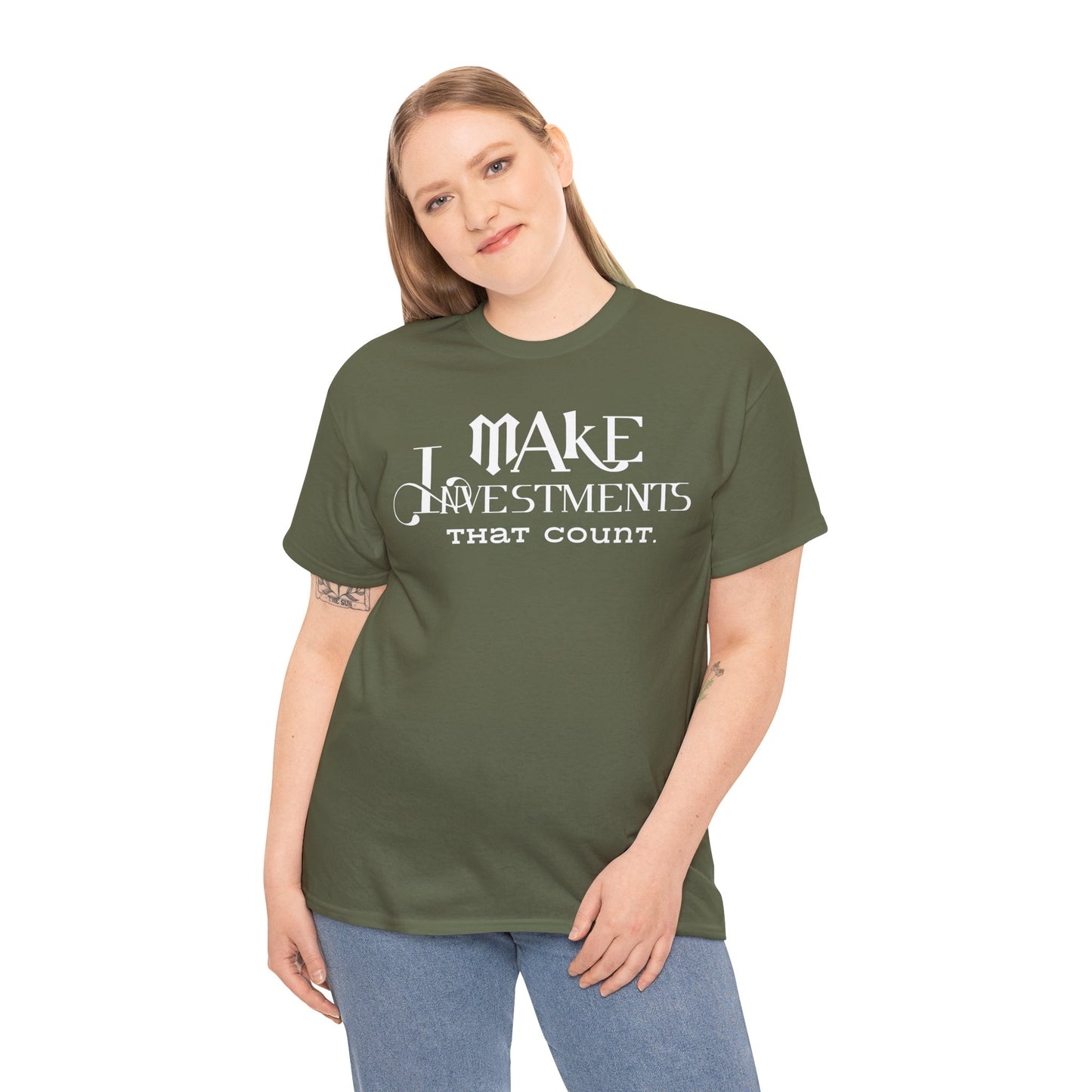 Make Investments That Count Cotton Tee Investment Shirt with Financial Literary Smartass Shirt Positive Saying Quote Shirt Life Lesson Shirt