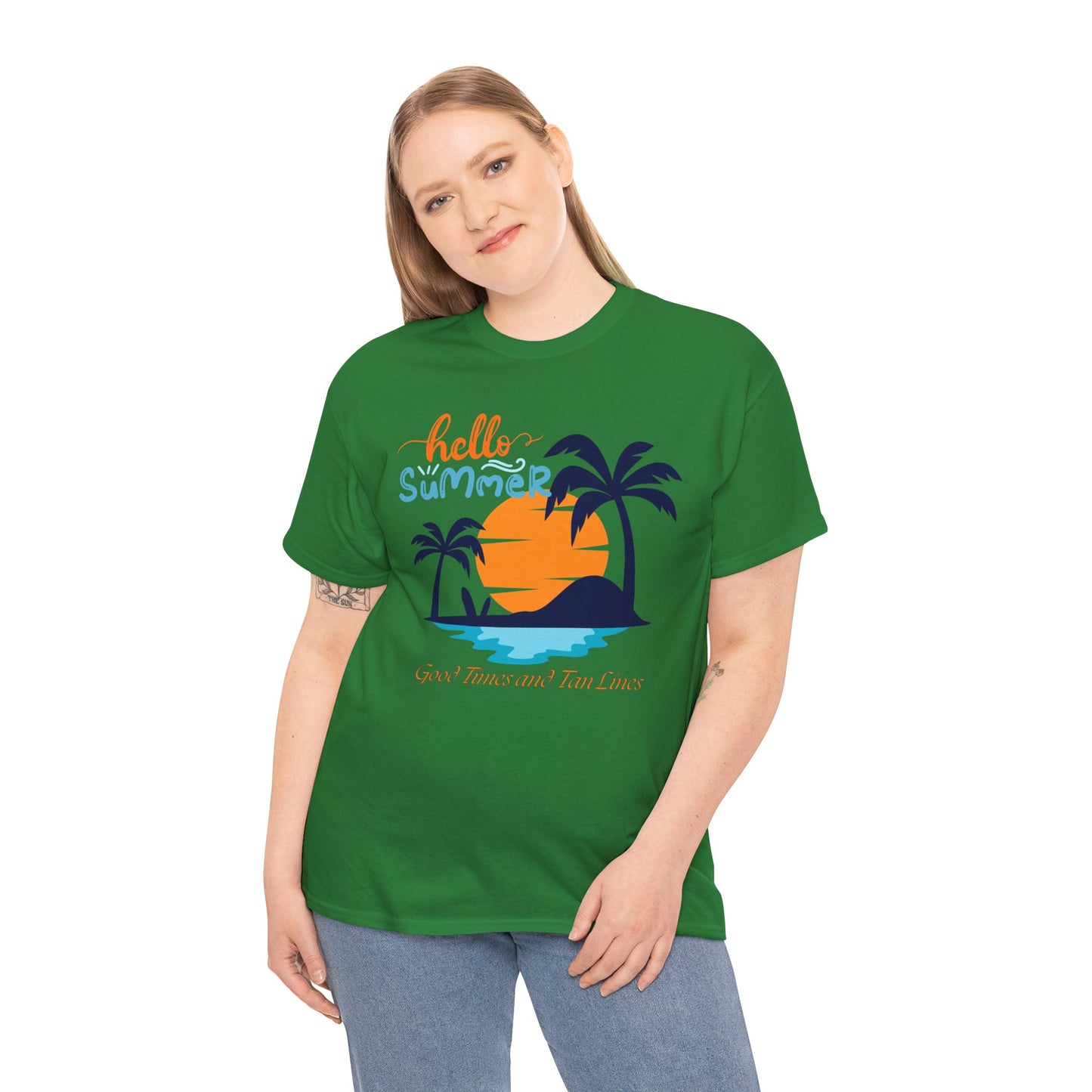 Hello Summer, Good Times and Tan Lines Shirt Unisex Heavy Cotton Tee Family Vacation Shirt Family Summer Shirt Unisex Trendy Summer Shirt