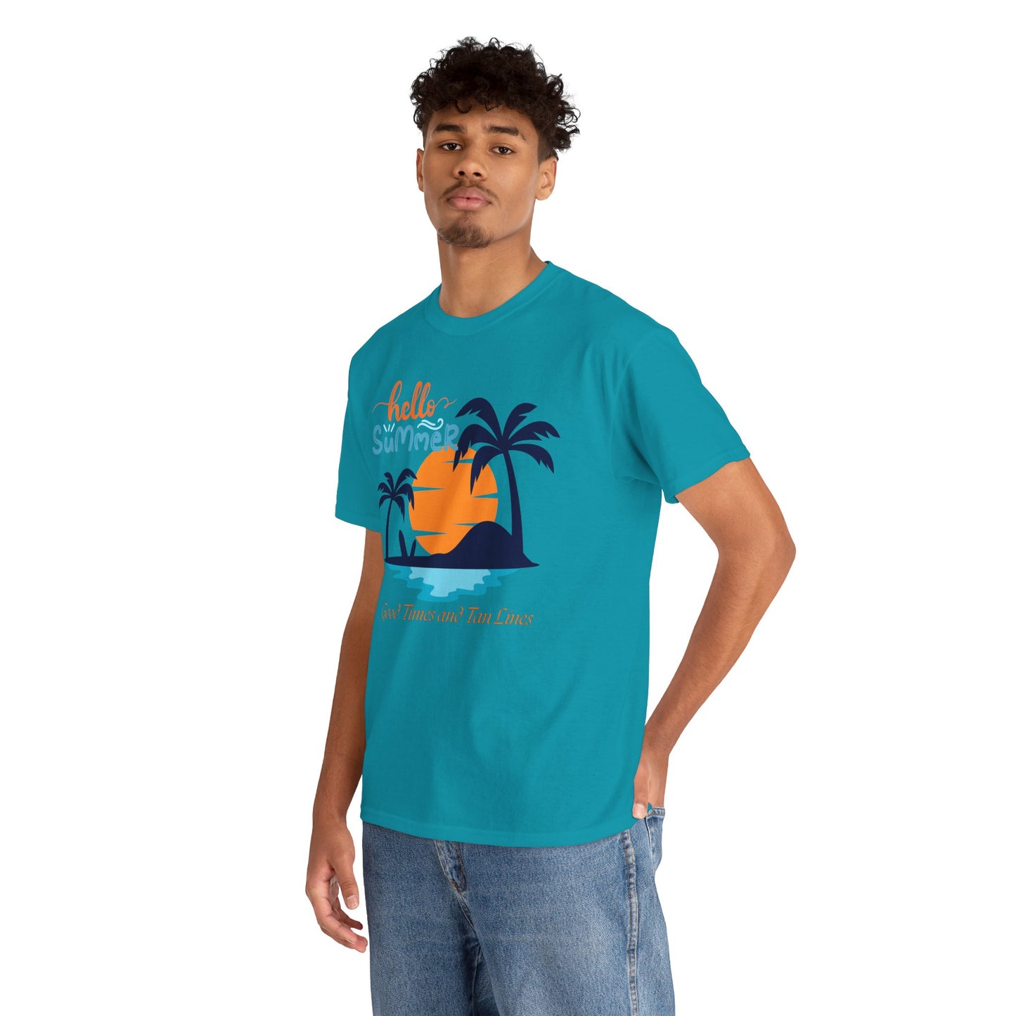 Hello Summer, Good Times and Tan Lines Shirt Unisex Heavy Cotton Tee Family Vacation Shirt Family Summer Shirt Unisex Trendy Summer Shirt