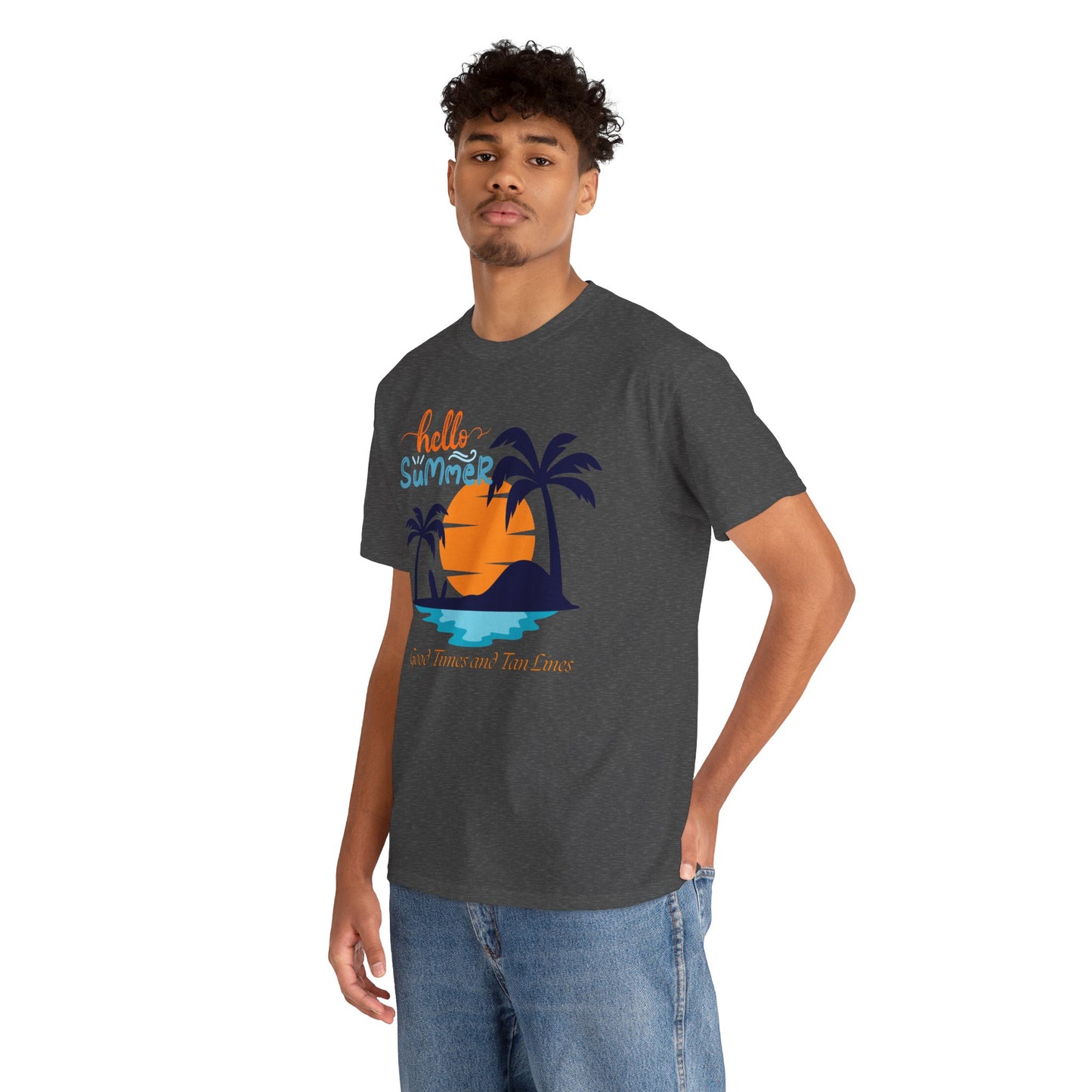 Hello Summer, Good Times and Tan Lines Shirt Unisex Heavy Cotton Tee Family Vacation Shirt Family Summer Shirt Unisex Trendy Summer Shirt