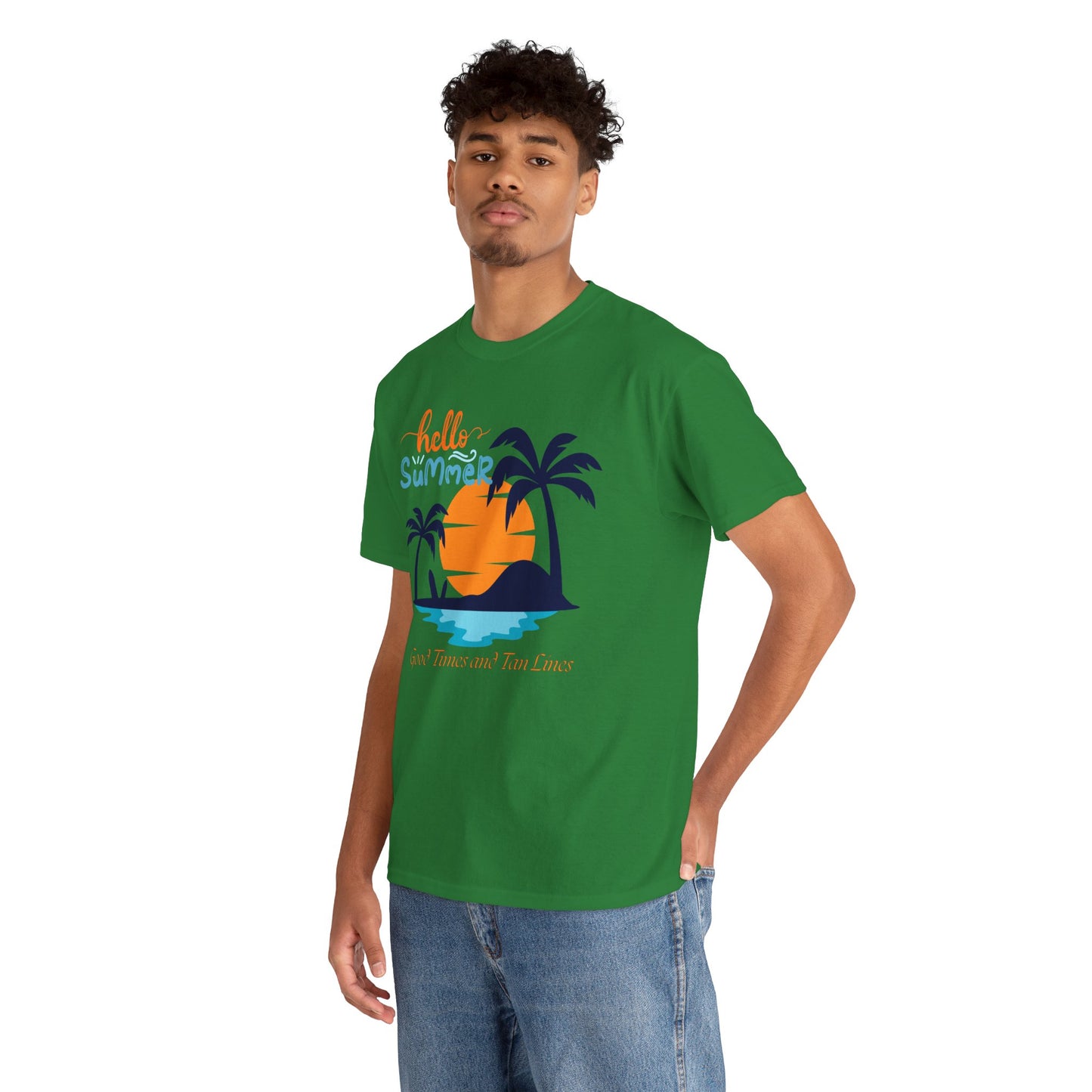Hello Summer, Good Times and Tan Lines Shirt Unisex Heavy Cotton Tee Family Vacation Shirt Family Summer Shirt Unisex Trendy Summer Shirt