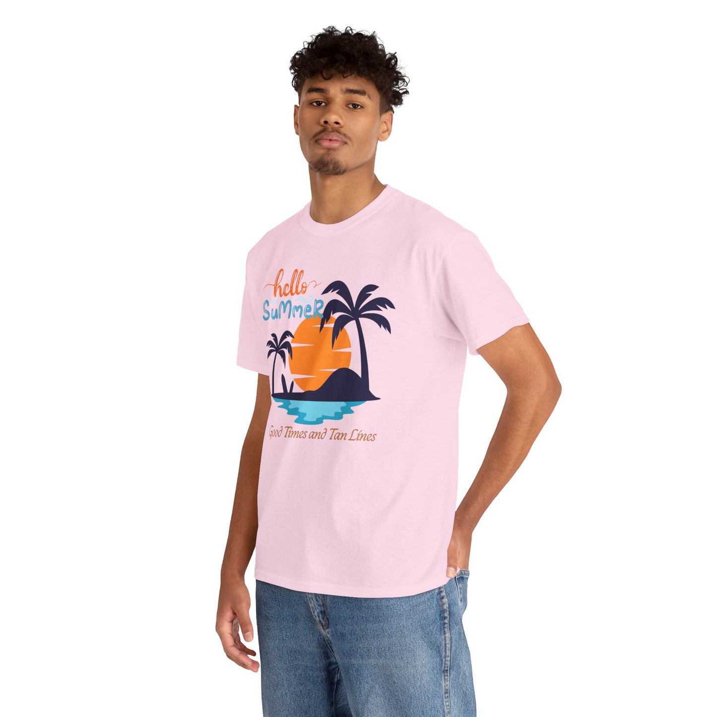 Hello Summer, Good Times and Tan Lines Shirt Unisex Heavy Cotton Tee Family Vacation Shirt Family Summer Shirt Unisex Trendy Summer Shirt