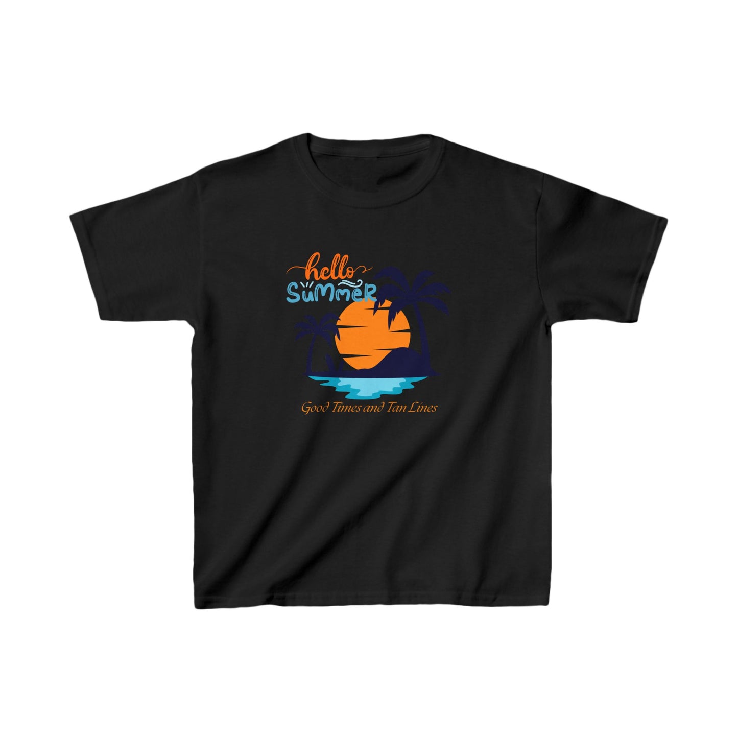 Hello Summer Good Times and Tan Lines - Kids Heavy Cotton™ Tee Kids Summer Shirt Kids Vacation Shirt Family Summer Shirt Trendy kid Shirt