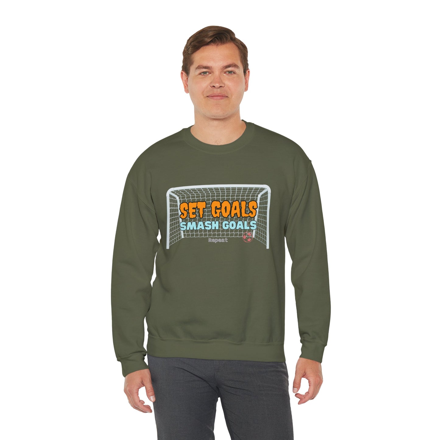 Set Goal Smash Goal Repeat Sweatshirt, Positive Mind Sweatshirt, Motivational Outfit, Comfortable Sweatshirt, Perfect Gift Sweatshirt