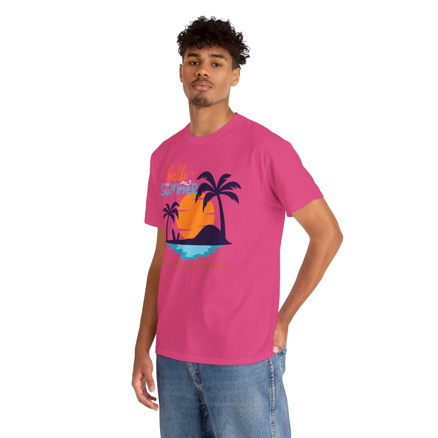 Hello Summer, Good Times and Tan Lines Shirt Unisex Heavy Cotton Tee Family Vacation Shirt Family Summer Shirt Unisex Trendy Summer Shirt