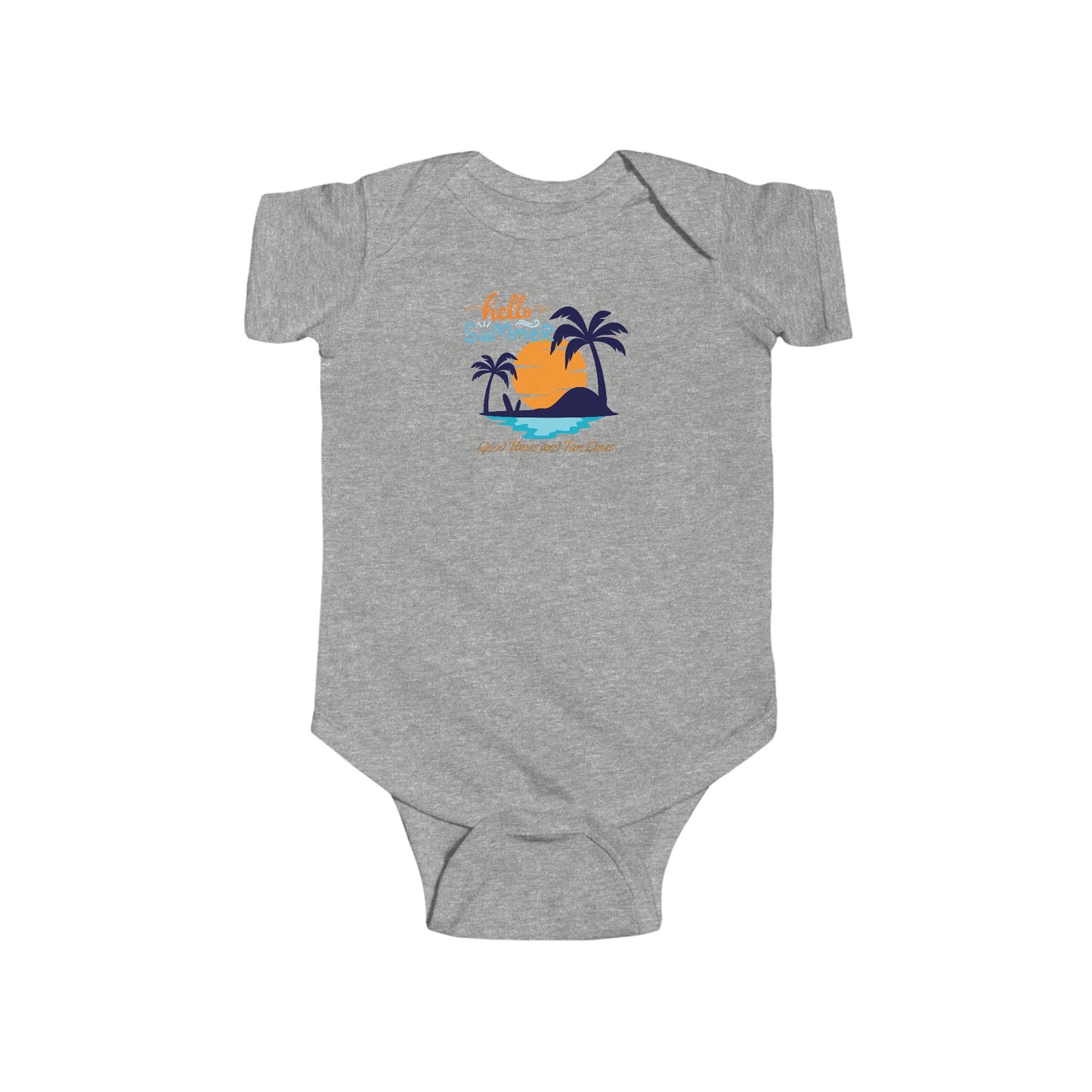 Hello Summer, Good Times and Tan Lines - Infant Fine Jersey Bodysuit Summer outfit for Baby Summer Outfit for Infant Fun Summer Outfit