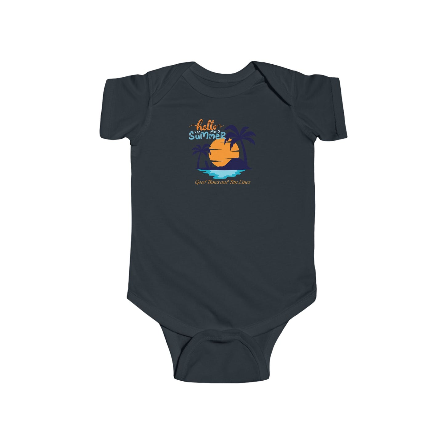 Hello Summer, Good Times and Tan Lines - Infant Fine Jersey Bodysuit Summer outfit for Baby Summer Outfit for Infant Fun Summer Outfit