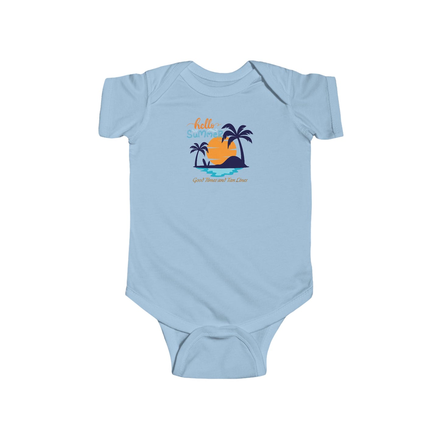 Hello Summer, Good Times and Tan Lines - Infant Fine Jersey Bodysuit Summer outfit for Baby Summer Outfit for Infant Fun Summer Outfit