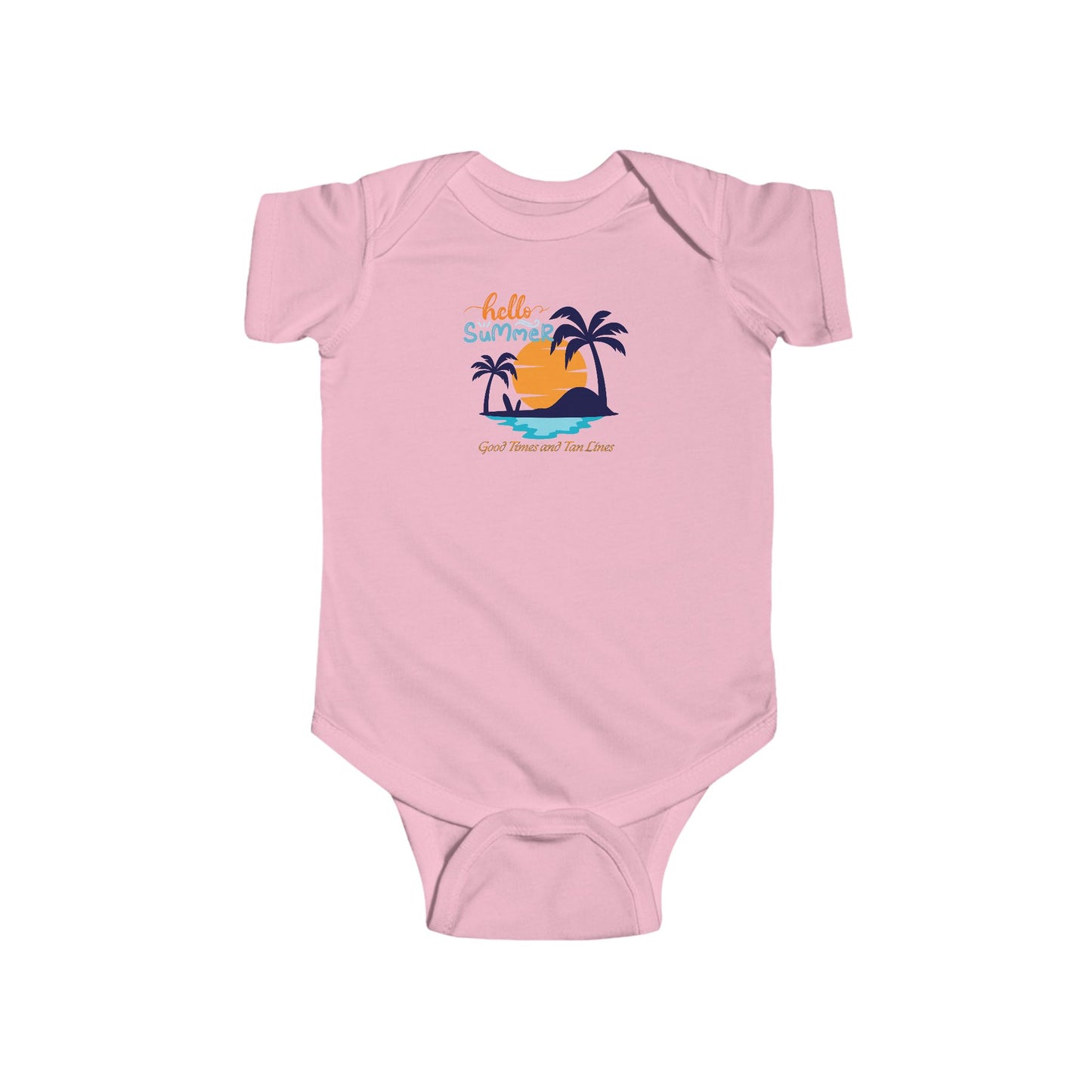 Hello Summer, Good Times and Tan Lines - Infant Fine Jersey Bodysuit Summer outfit for Baby Summer Outfit for Infant Fun Summer Outfit