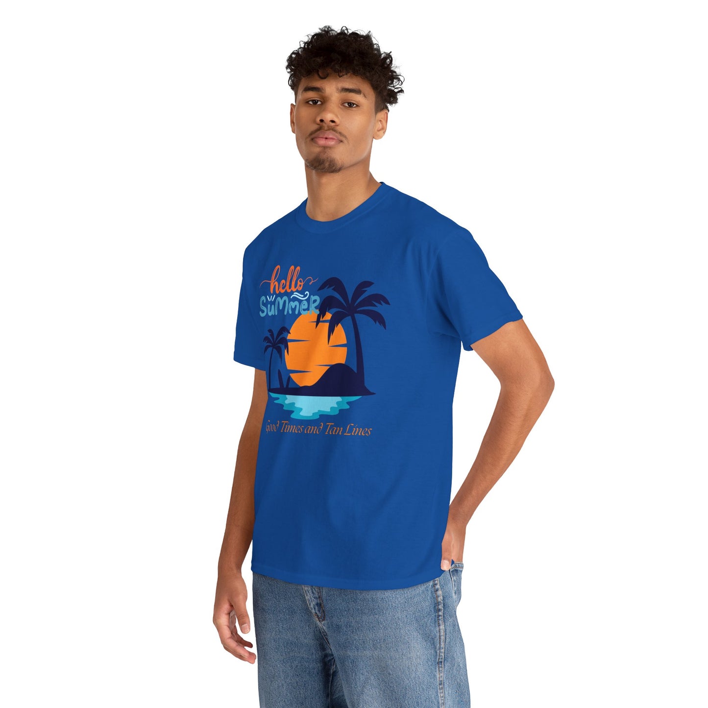 Hello Summer, Good Times and Tan Lines Shirt Unisex Heavy Cotton Tee Family Vacation Shirt Family Summer Shirt Unisex Trendy Summer Shirt