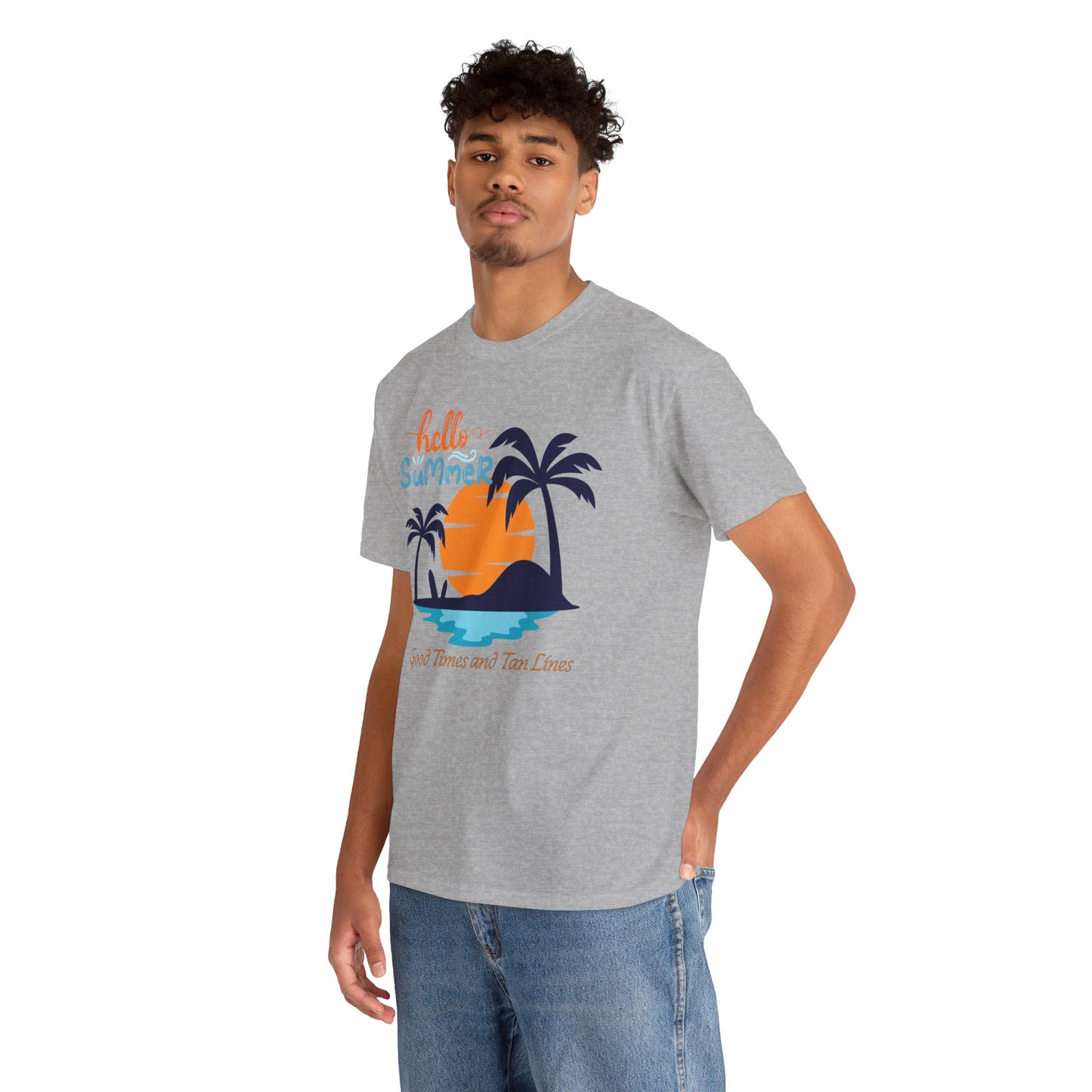 Hello Summer, Good Times and Tan Lines Shirt Unisex Heavy Cotton Tee Family Vacation Shirt Family Summer Shirt Unisex Trendy Summer Shirt