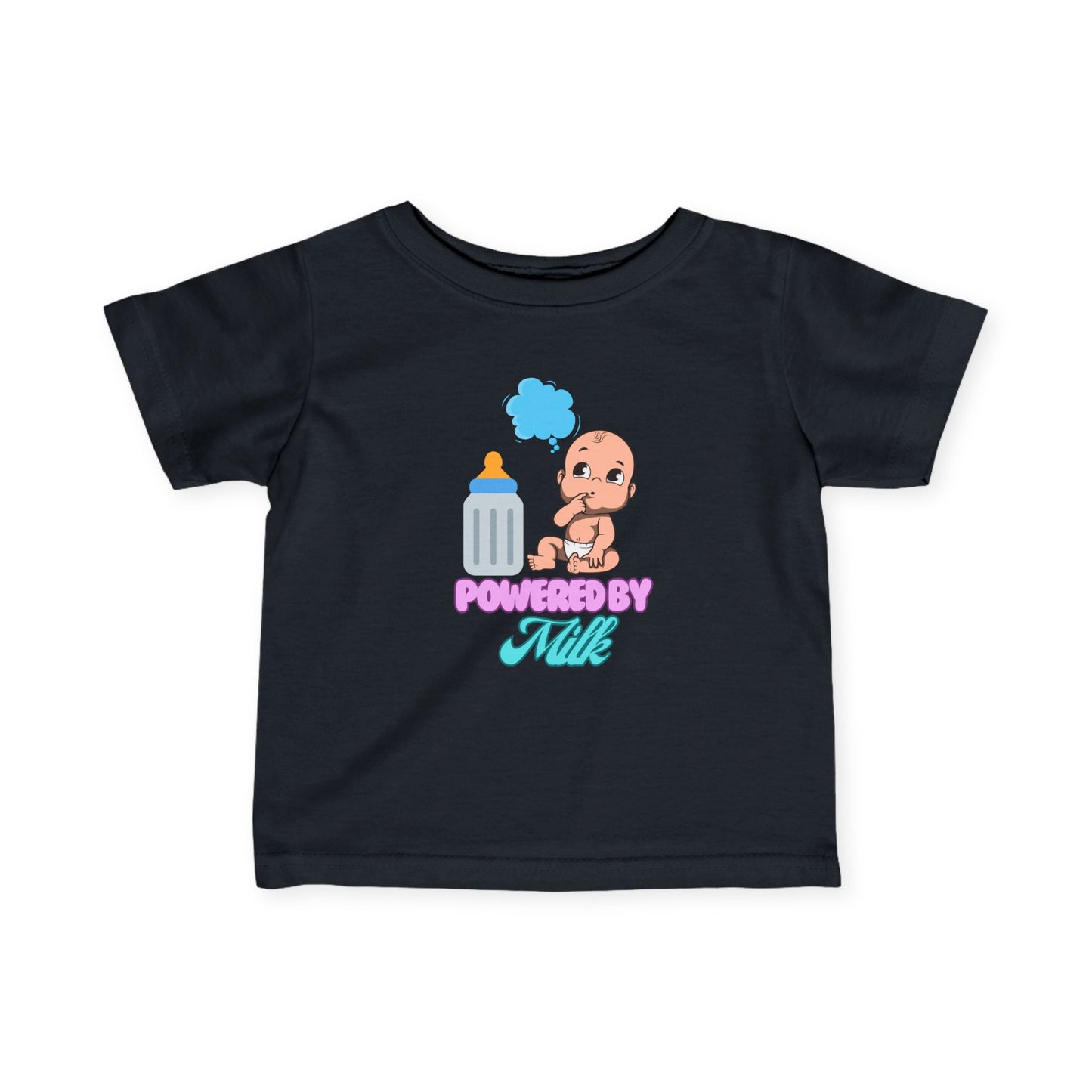 Infant Fine Jersey Tee Powered by Milk Fun Infant Shirt Cutiee Infant Shirt Daily Infant Shirt Trendy Infant Shirt Toddler Shirt Baby Shirt