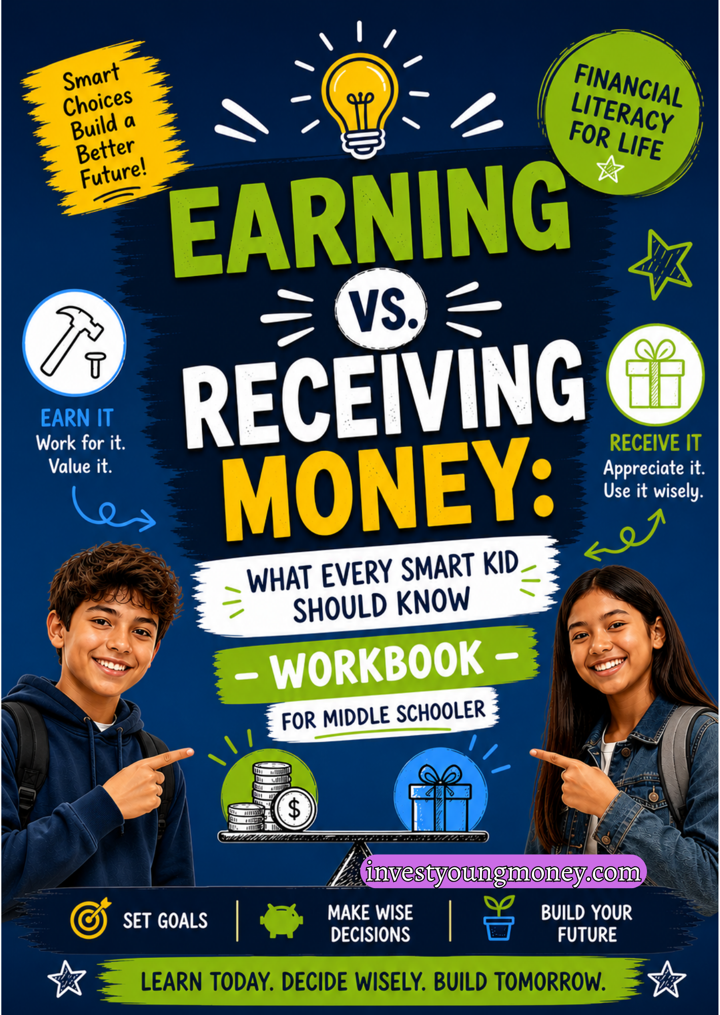 Earning vs Receiving Money for Middle Schoolers | Financial Literacy Workbook for Kids | Money Management Activities | Printable PDF for Teens