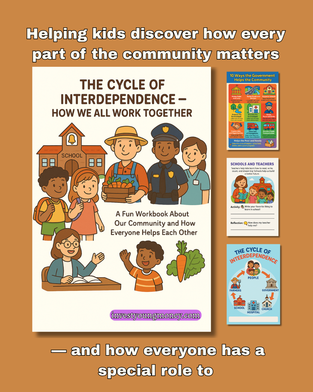 Community Interdependence Workbook | How We All Work Together | Printable Educational Activity for Kids | Teamwork & Helping Others