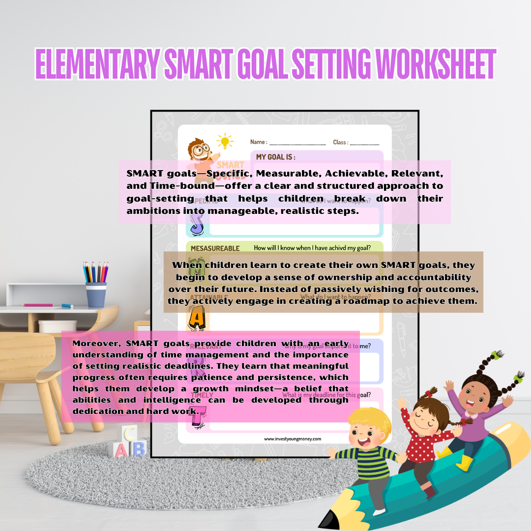 Digital Printable Elementary Smart Goal Setting Worksheet