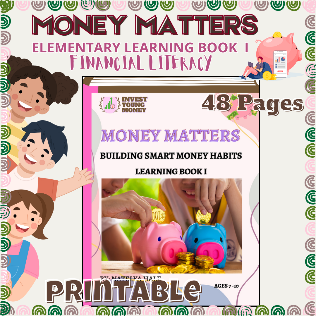 Elementary Financial Literacy Volume I Printable Digital Product designed Young Learners Fundamentals of Financial Literacy Easily downloadable Children Workbook Key Concepts of Money Management.
