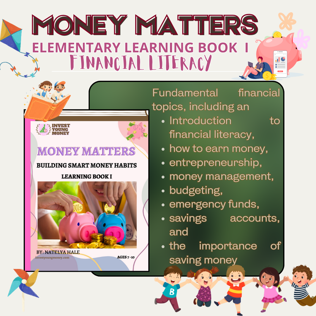 Elementary Financial Literacy Volume I Printable Digital Product designed Young Learners Fundamentals of Financial Literacy Easily downloadable Children Workbook Key Concepts of Money Management.