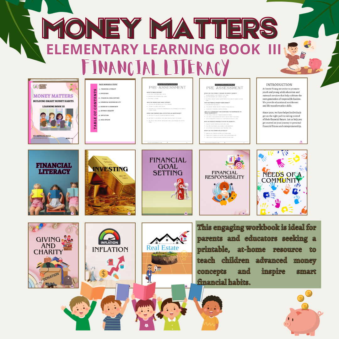 Elementary Financial Literacy Money Matters Learning Book III Kids Fun Money Learning Book Digital Printable Teachers Learning Money Learning Activity Kids Money