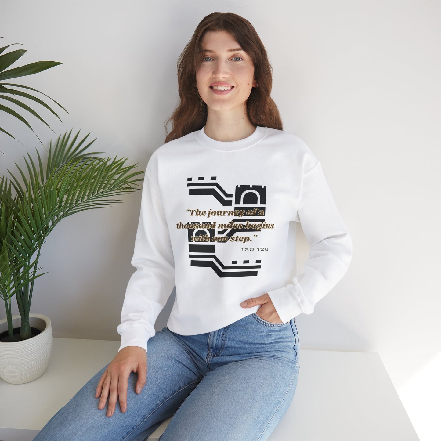 The Journey of a Thousand Miles Begins with One Step Unisex Sweatshirt Journey Sweatshirt Right Direction Sweatshirt Success Gift Sweatshirt