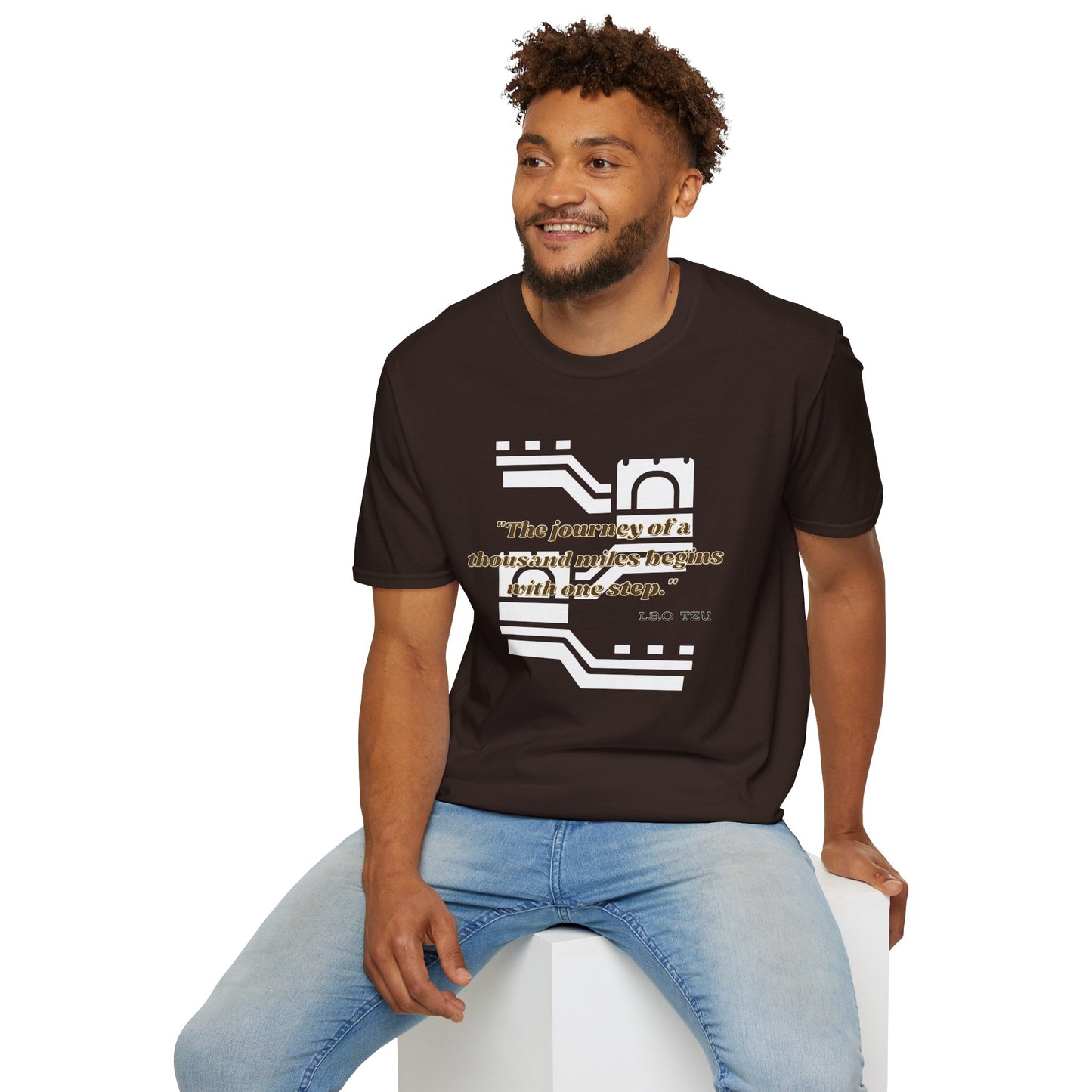 The Journey of a Thousand Miles Begins with One Step Unisex Softstyle T-Shirt Direction Quote Shirt Comfortable Daily Shirt Gift T-shirt