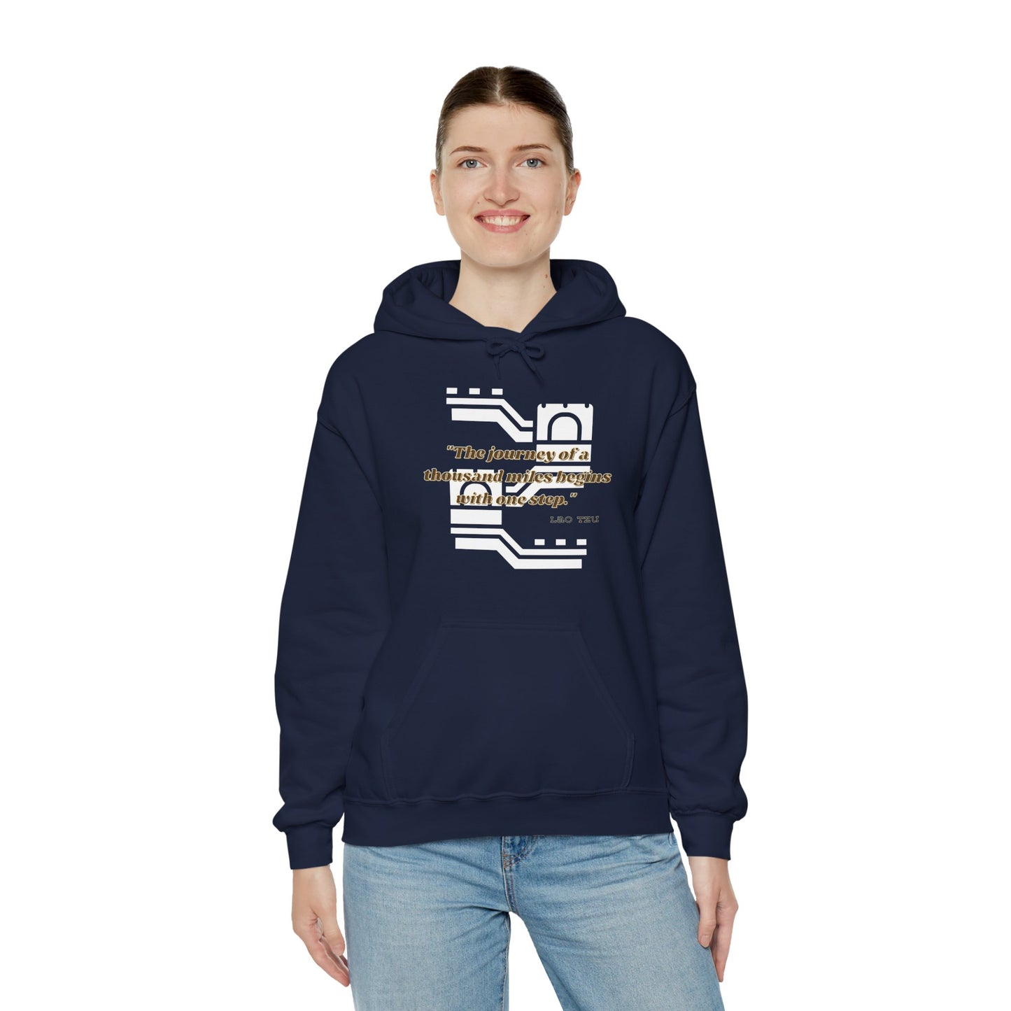 The Journey of a Thousand Miles Begins with One Step Unisex Hooded Sweatshirt Success Journey Hoodie Perfect Gift Hoodie Everyday Comfy