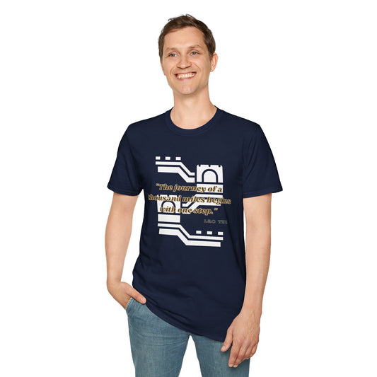 The Journey of a Thousand Miles Begins with One Step Unisex Softstyle T-Shirt Direction Quote Shirt Comfortable Daily Shirt Gift T-shirt