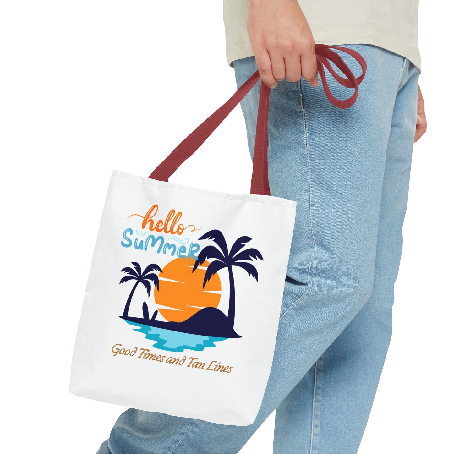 Hello Summer Good Times and Tan Lines & Hotter than the Sun Tote Bag Perfect Summer Tote Bag Vacation Tote Bag All for One Tote Bag