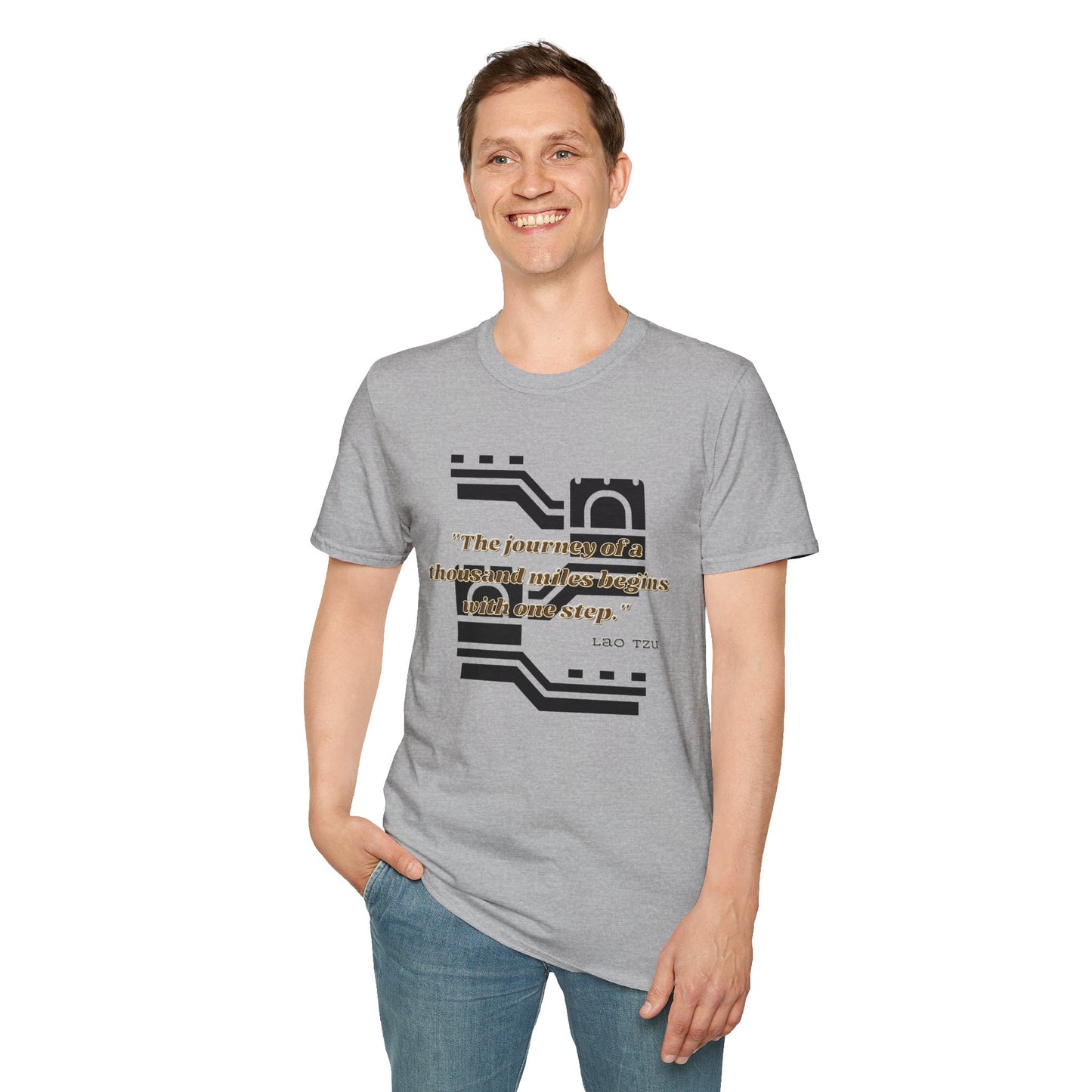 The Journey of a Thousand Miles Begins with One Step Unisex Softstyle T-Shirt Direction Quote Shirt Comfortable Daily Shirt Gift T-shirt