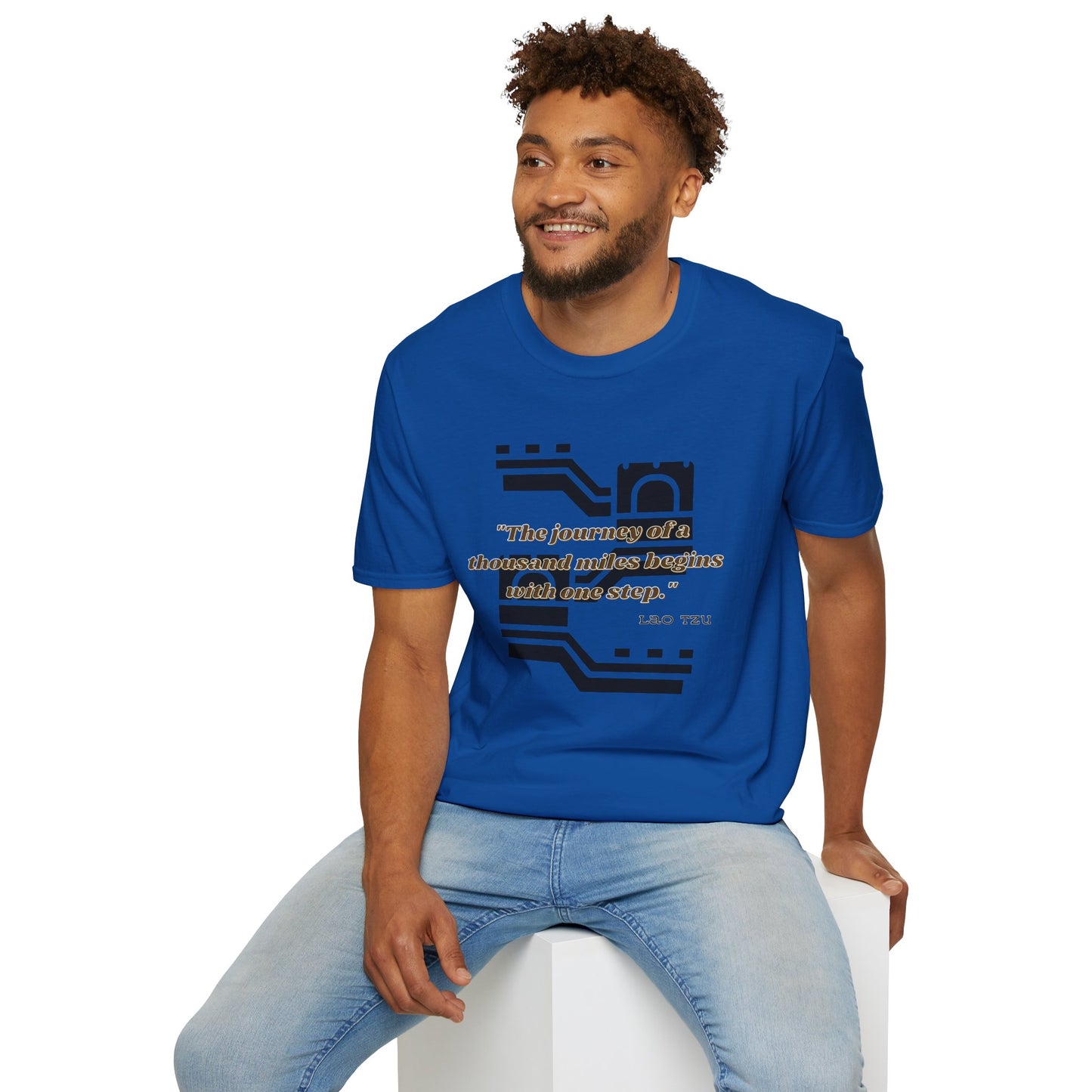 The Journey of a Thousand Miles Begins with One Step Unisex Softstyle T-Shirt Direction Quote Shirt Comfortable Daily Shirt Gift T-shirt