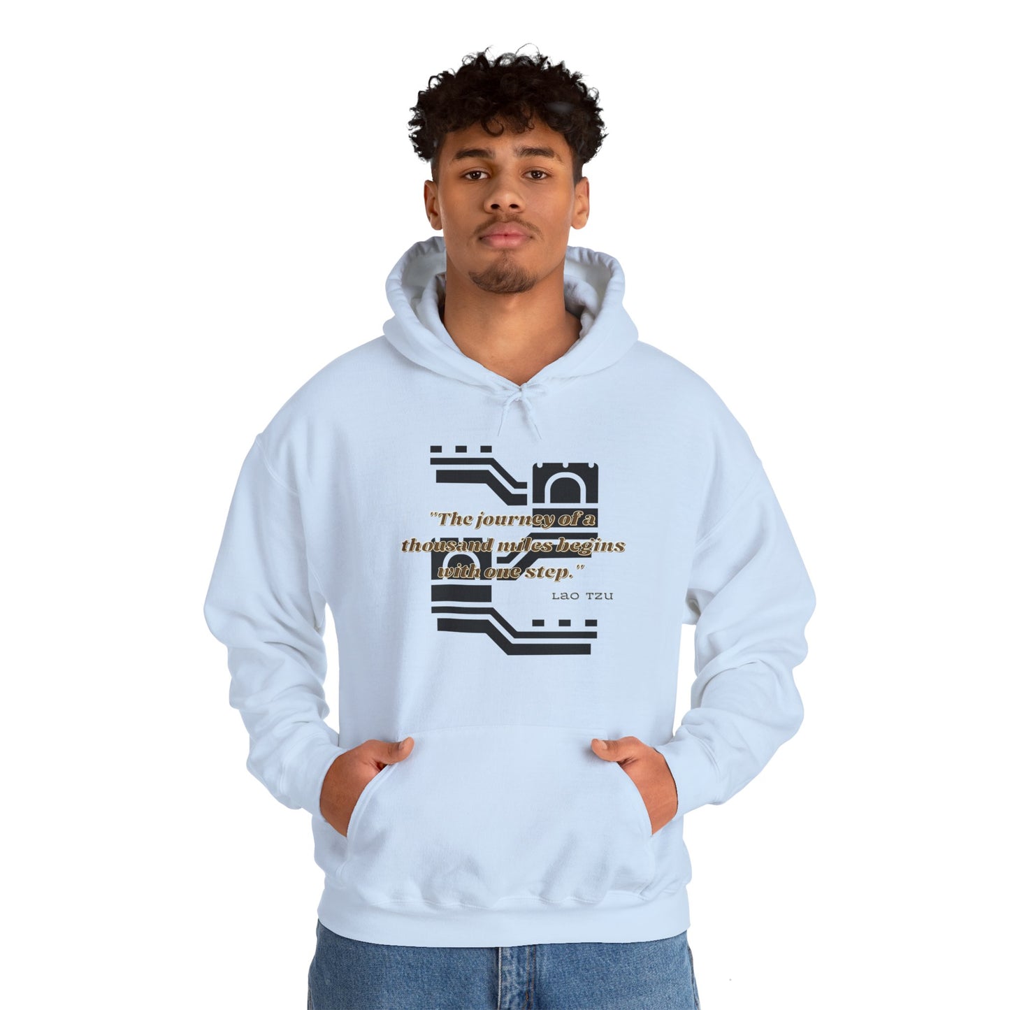 The Journey of a Thousand Miles Begins with One Step Unisex Hooded Sweatshirt Success Journey Hoodie Perfect Gift Hoodie Everyday Comfy