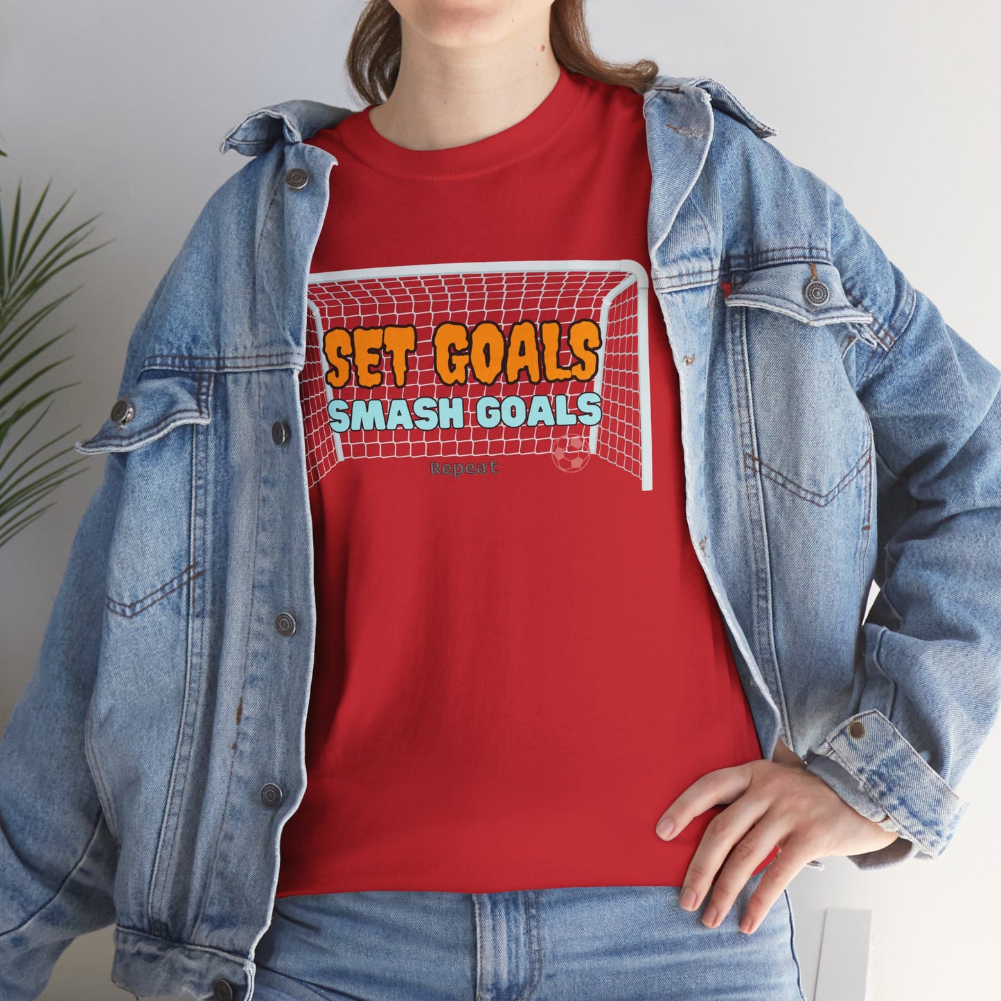 Set Goal, Smash Goal, Repeat Unisex Cotton Tee, Goal Shirt, Trendy Shirt, Positive Mindset Shirt, Perfect Gift Shirt, T-shirt With Quote