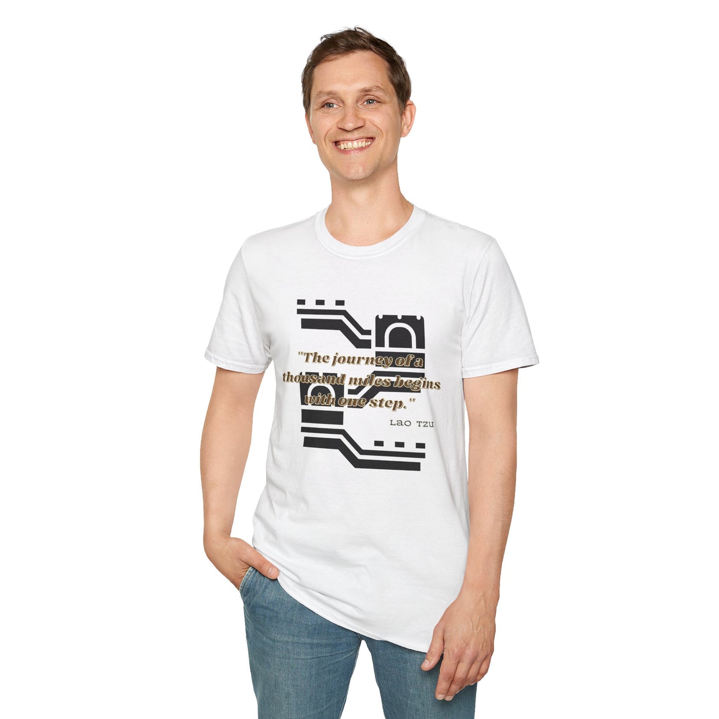 The Journey of a Thousand Miles Begins with One Step Unisex Softstyle T-Shirt Direction Quote Shirt Comfortable Daily Shirt Gift T-shirt