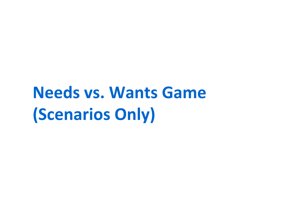 Needs vs. Wants Card Game Deck
