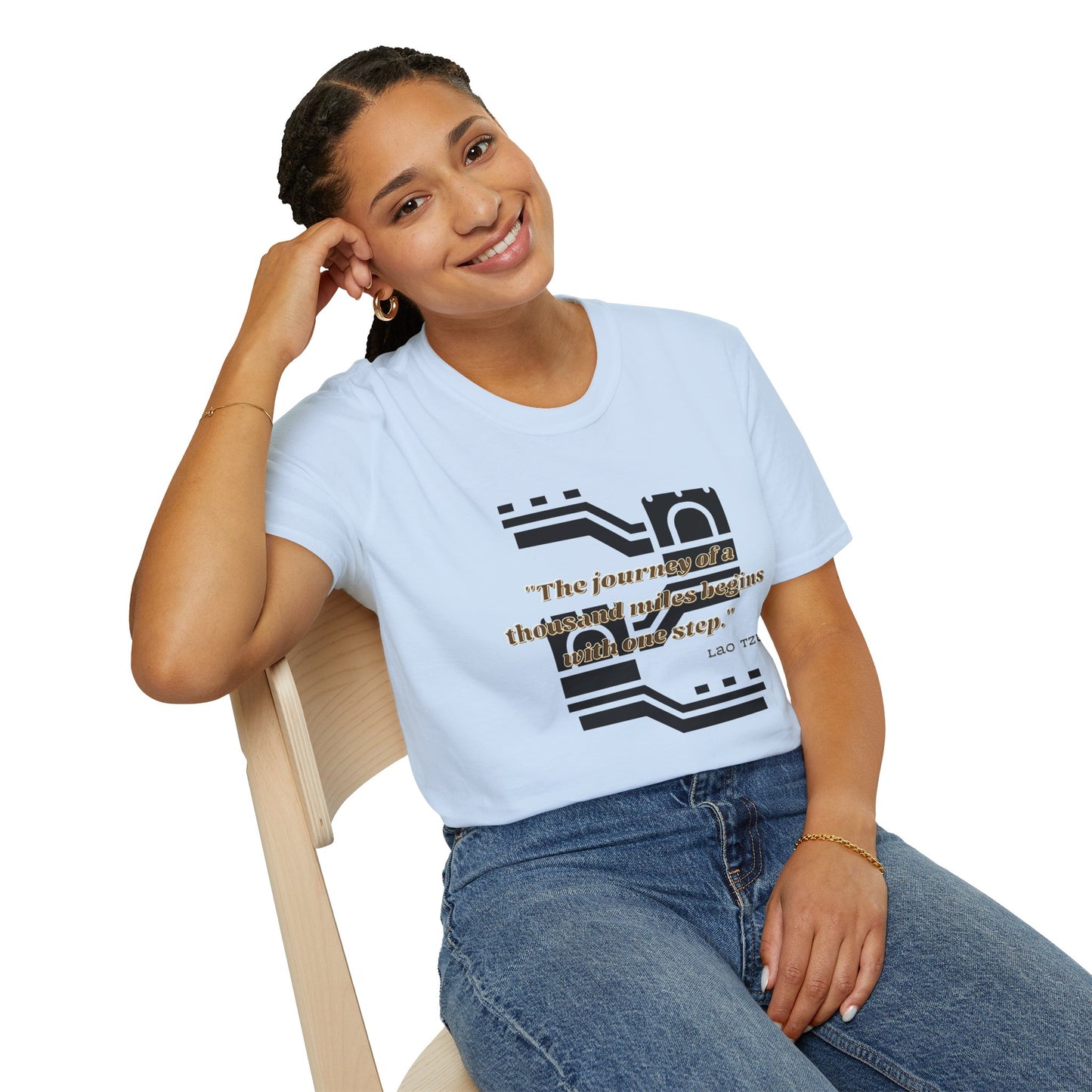 The Journey of a Thousand Miles Begins with One Step Unisex Softstyle T-Shirt Direction Quote Shirt Comfortable Daily Shirt Gift T-shirt