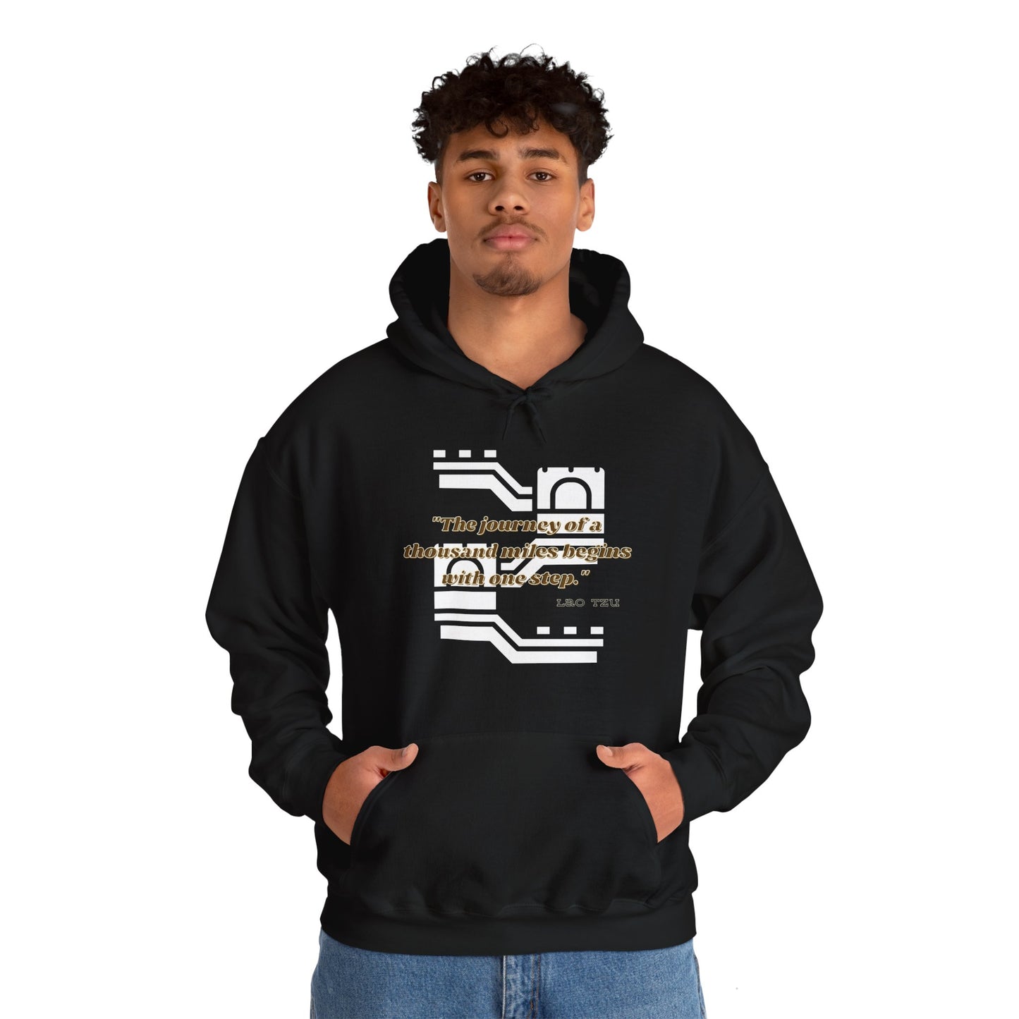 The Journey of a Thousand Miles Begins with One Step Unisex Hooded Sweatshirt Success Journey Hoodie Perfect Gift Hoodie Everyday Comfy