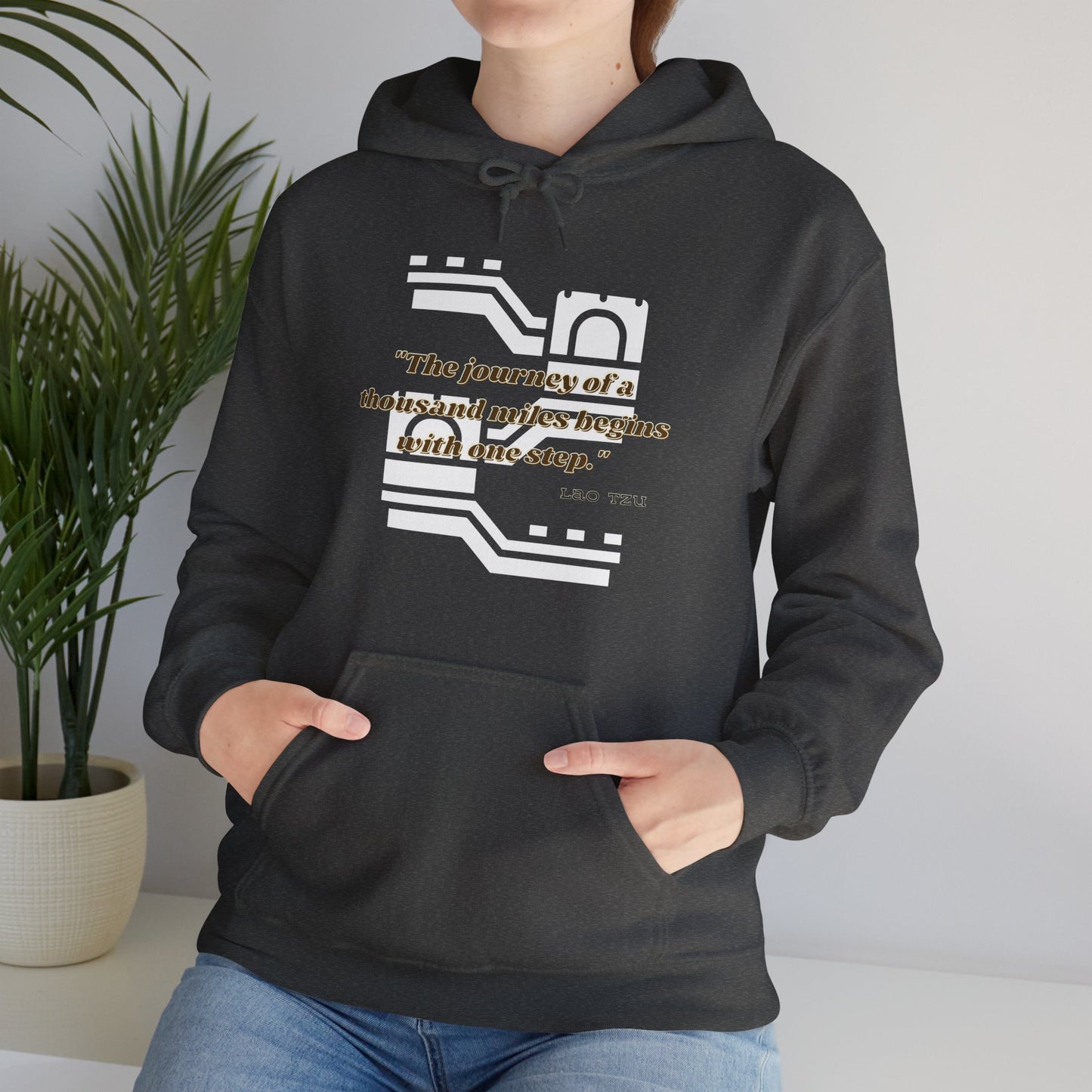 The Journey of a Thousand Miles Begins with One Step Unisex Hooded Sweatshirt Success Journey Hoodie Perfect Gift Hoodie Everyday Comfy