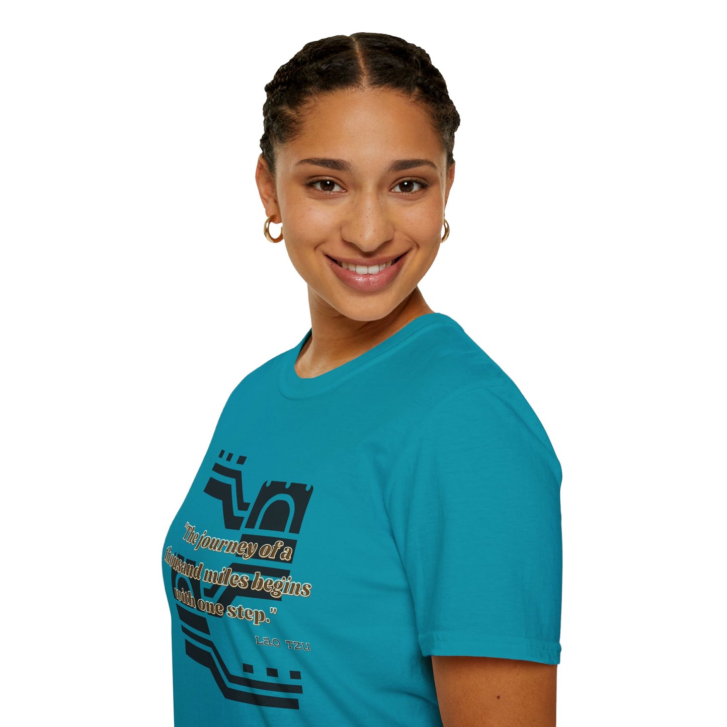 The Journey of a Thousand Miles Begins with One Step Unisex Softstyle T-Shirt Direction Quote Shirt Comfortable Daily Shirt Gift T-shirt