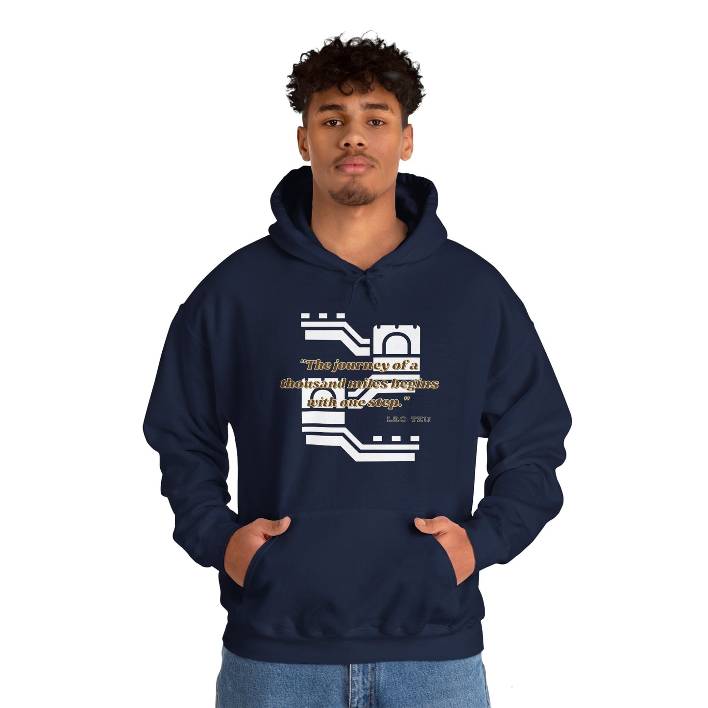 The Journey of a Thousand Miles Begins with One Step Unisex Hooded Sweatshirt Success Journey Hoodie Perfect Gift Hoodie Everyday Comfy