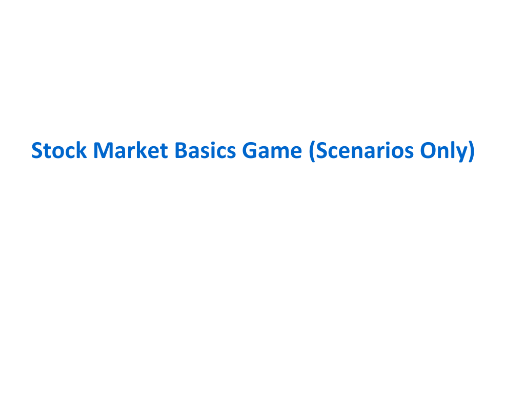 Stock Market Basics Game Card Deck