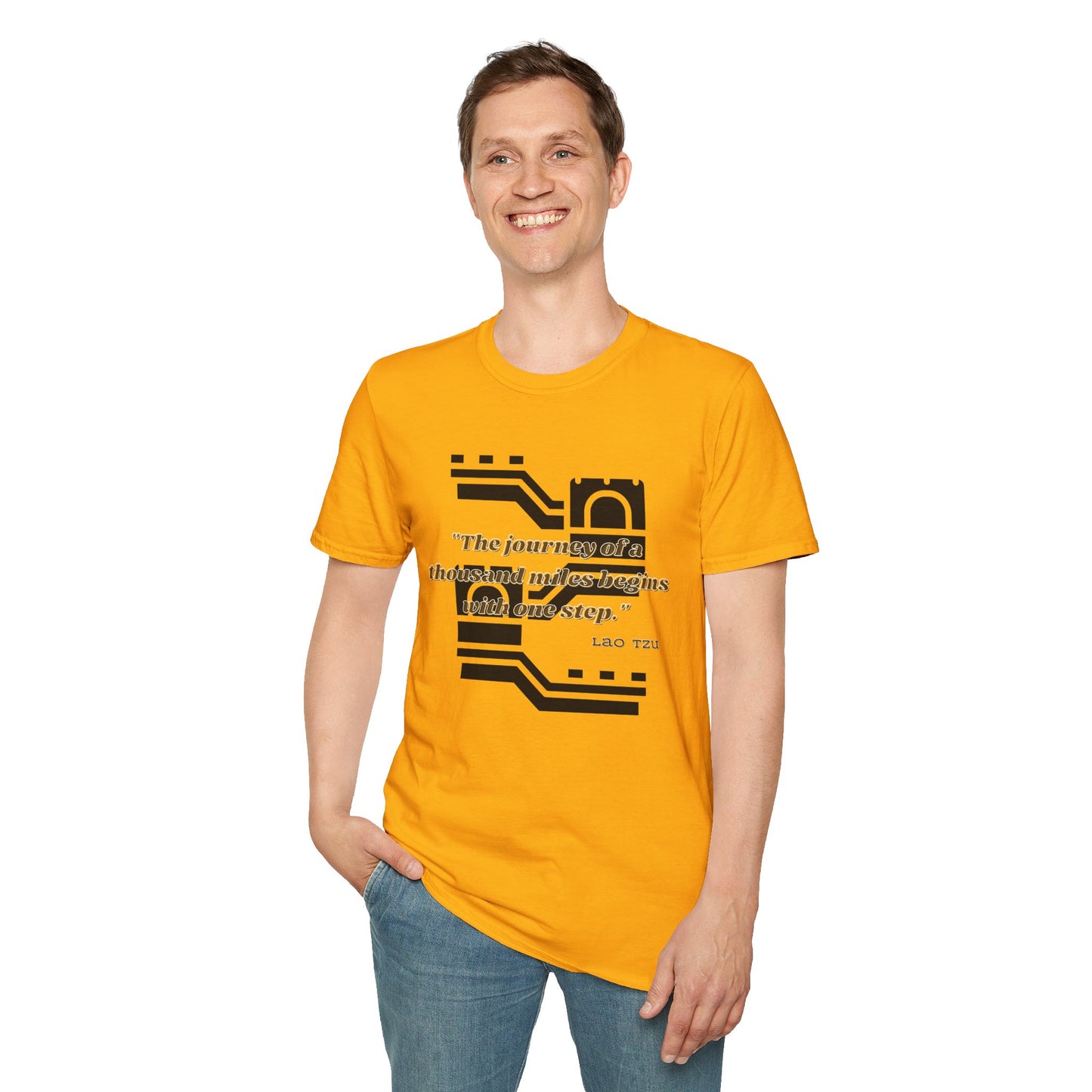 The Journey of a Thousand Miles Begins with One Step Unisex Softstyle T-Shirt Direction Quote Shirt Comfortable Daily Shirt Gift T-shirt