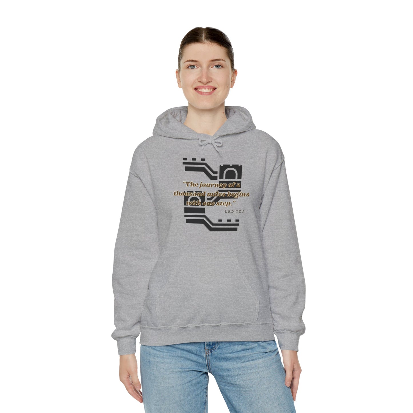 The Journey of a Thousand Miles Begins with One Step Unisex Hooded Sweatshirt Success Journey Hoodie Perfect Gift Hoodie Everyday Comfy