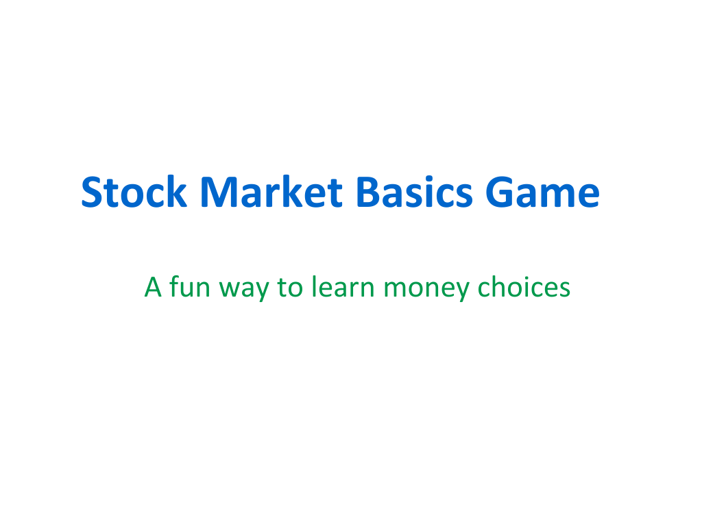 Stock Market Basics Game Card Deck