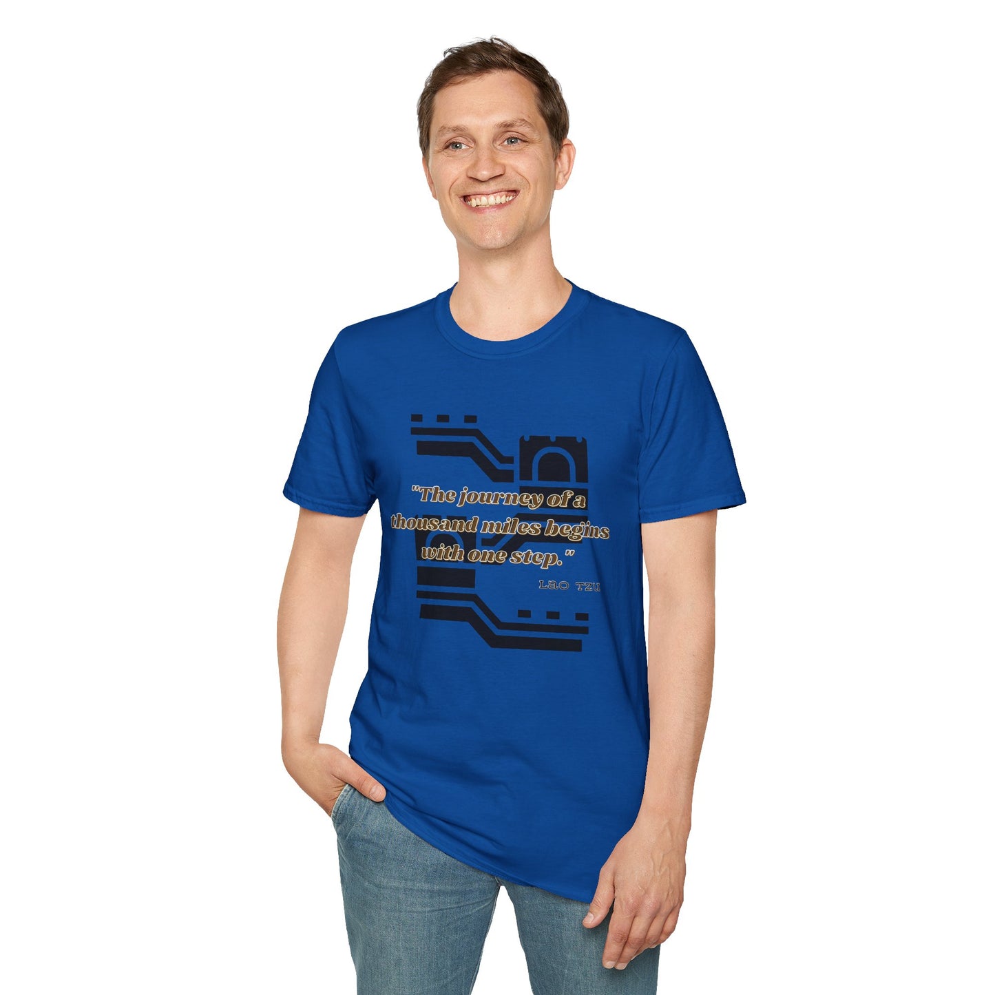 The Journey of a Thousand Miles Begins with One Step Unisex Softstyle T-Shirt Direction Quote Shirt Comfortable Daily Shirt Gift T-shirt