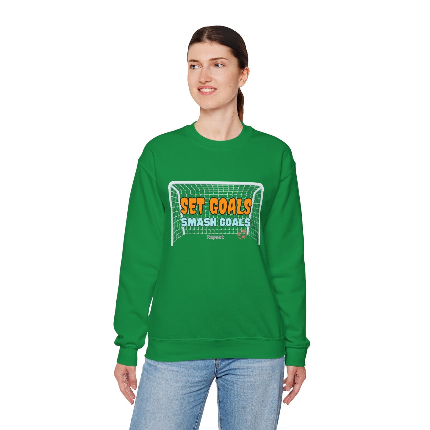 Set Goal Smash Goal Repeat Sweatshirt, Positive Mind Sweatshirt, Motivational Outfit, Comfortable Sweatshirt, Perfect Gift Sweatshirt