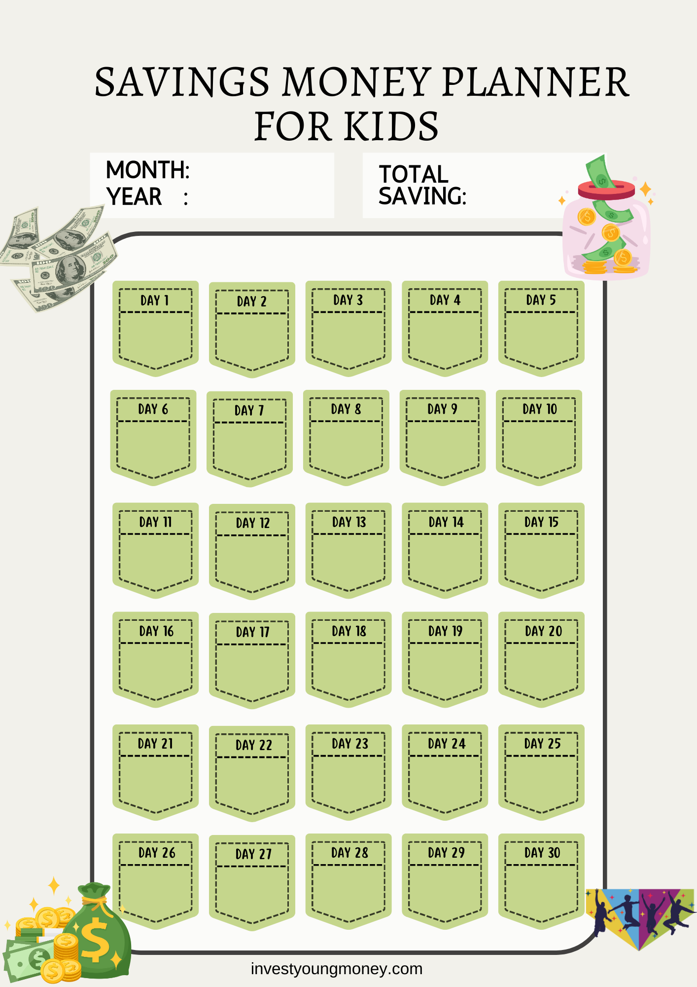 Elementary Savings Planner Kids Savings Tracker Kids Saving Goal Savings Plan for Kids Savings Challenge Saving Chat for Kids Money Tracker