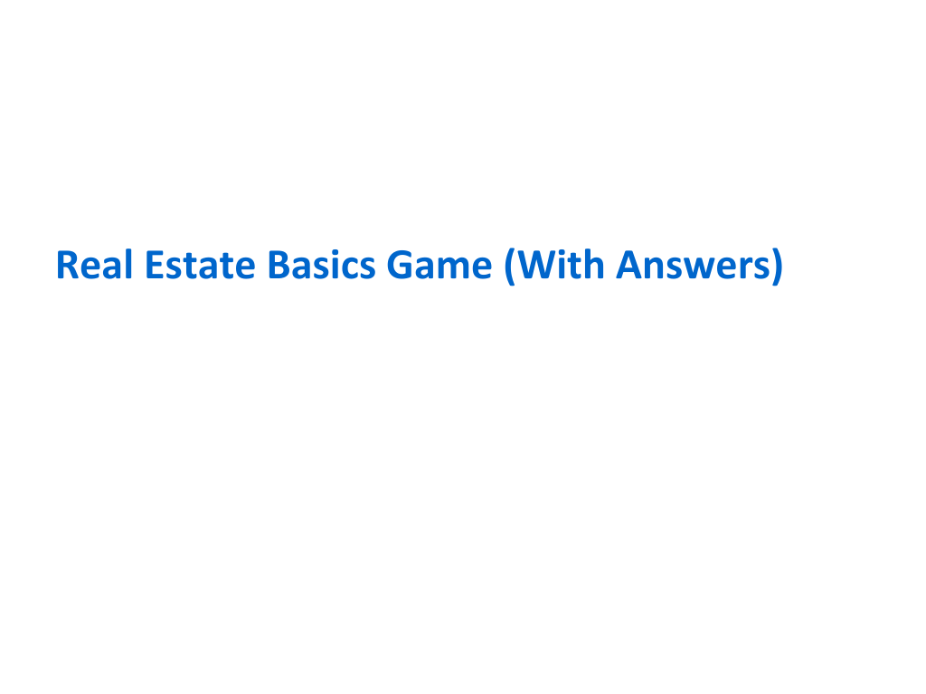 Real Estate Basics Card Deck Game