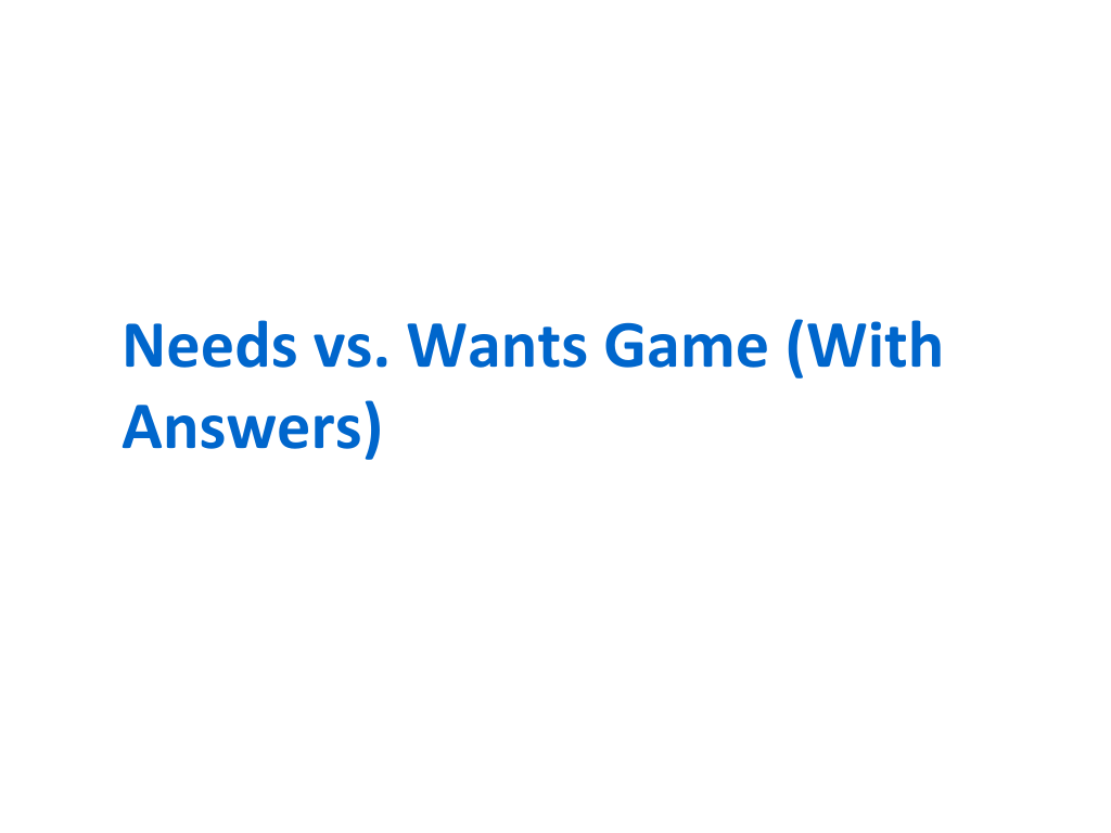 Needs vs. Wants Card Game Deck